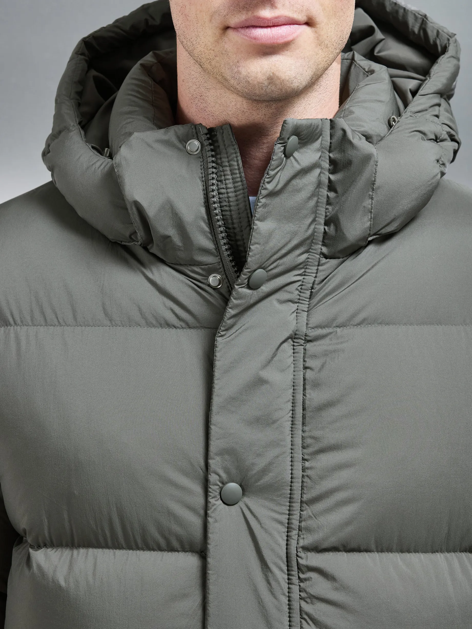 Goose Down Mid Length Jacket - Olive