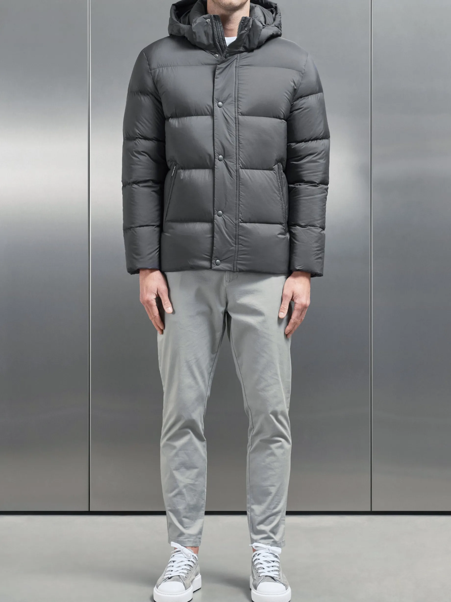 Goose Down Short Length Jacket - Grey