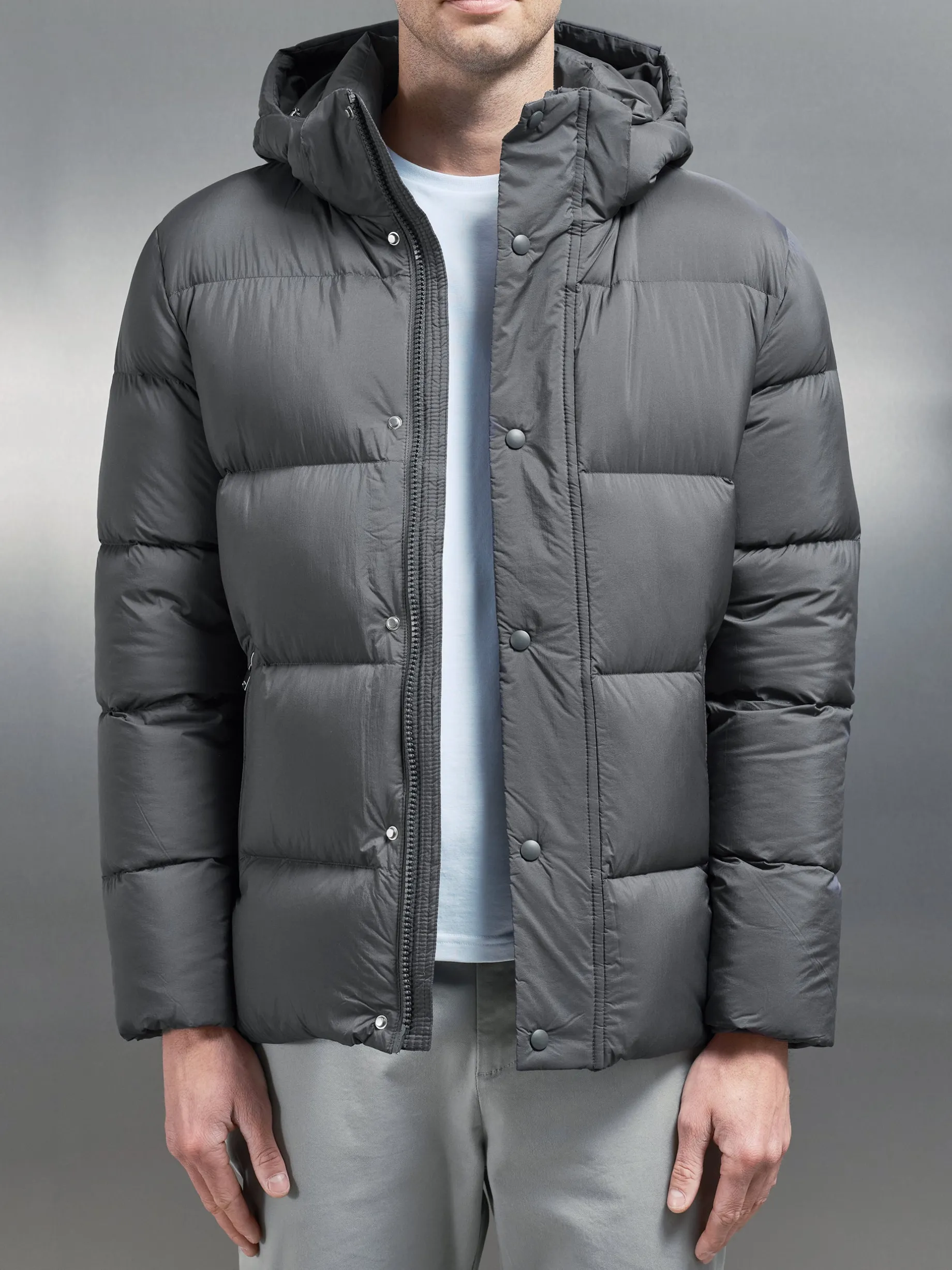 Goose Down Short Length Jacket - Grey