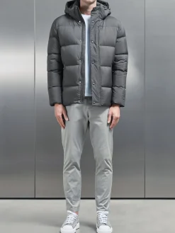 Goose Down Short Length Jacket - Grey