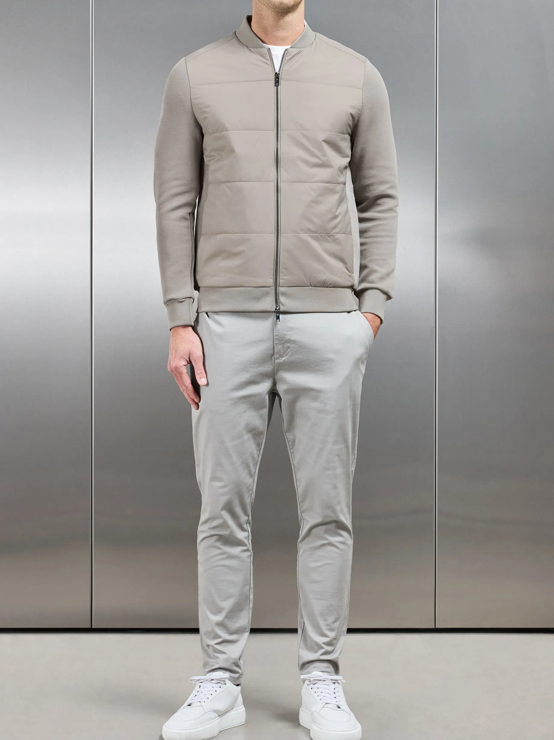 Hybrid Bomber Jacket - Taupe