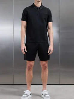 Hybrid Cargo Zip Polo Shirt - Black