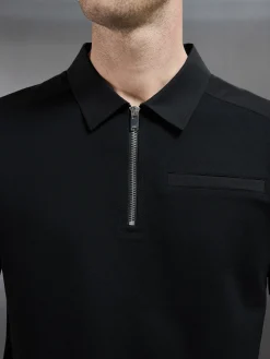 Hybrid Cargo Zip Polo Shirt - Black