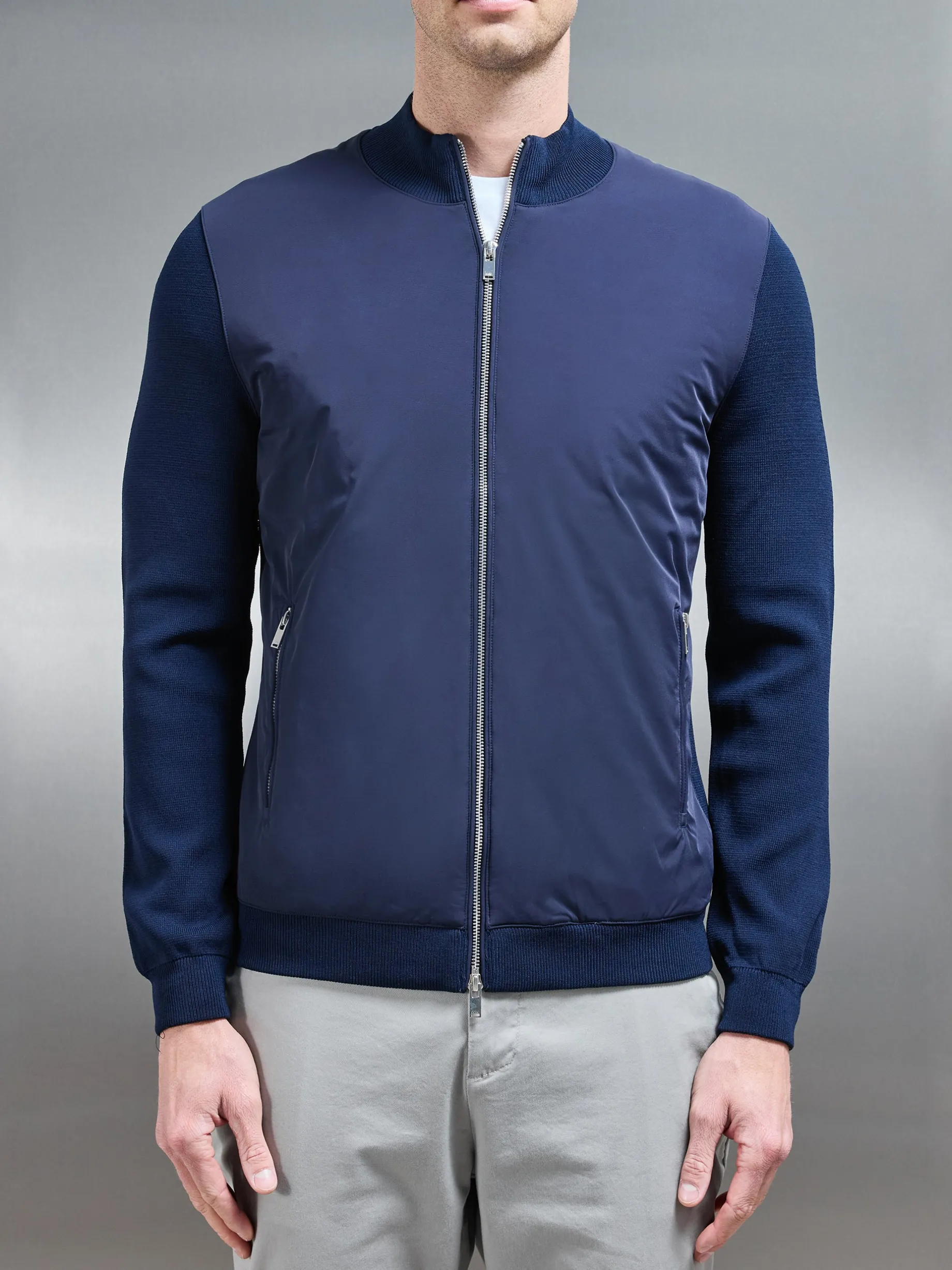 Hybrid Knitted Jacket - Navy