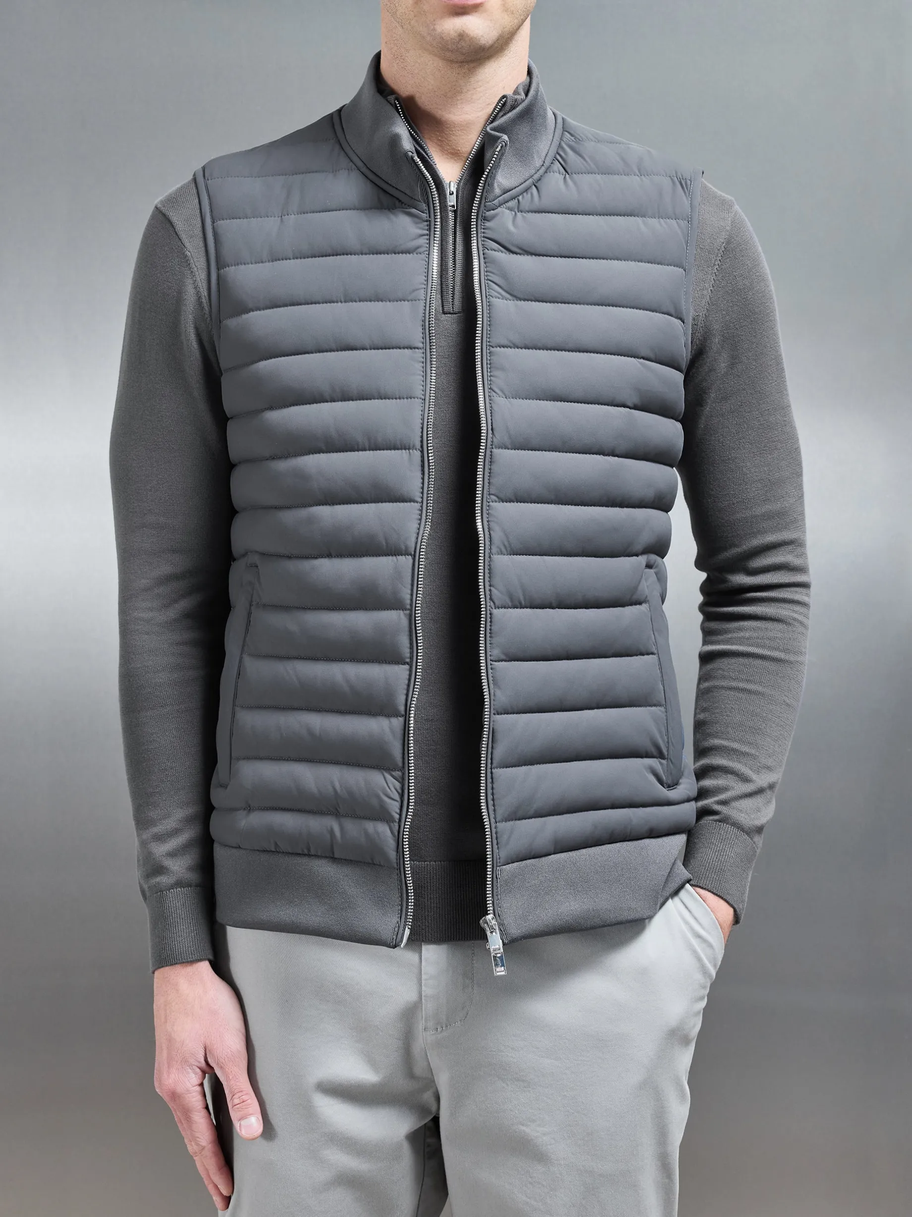 Hybrid Quilted Gilet - Grey