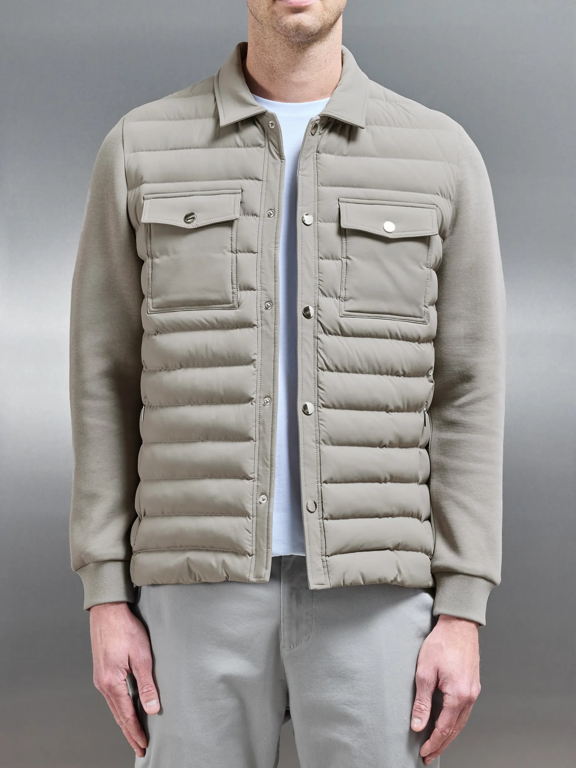 Hybrid Quilted Overshirt - Taupe
