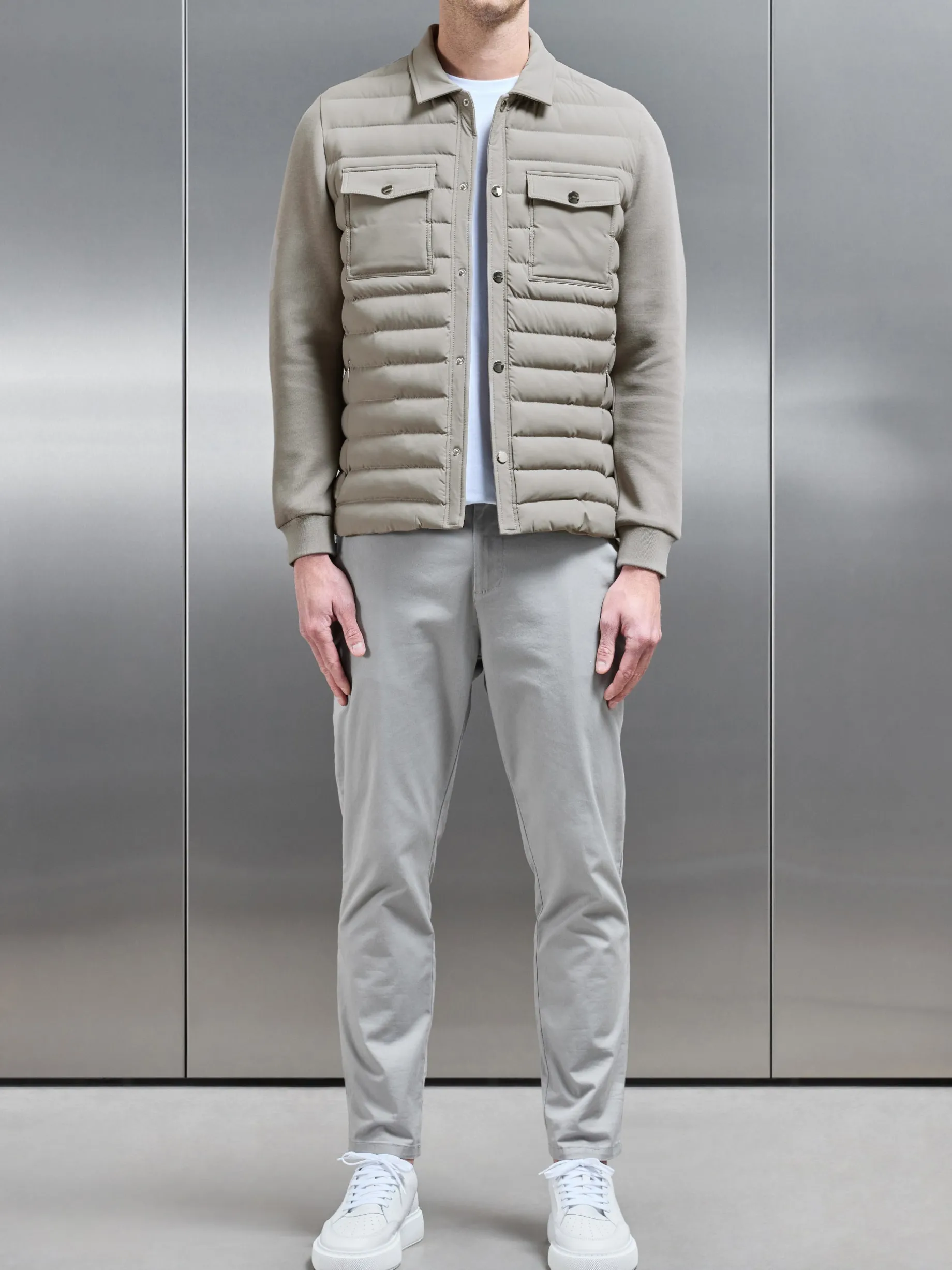 Hybrid Quilted Overshirt - Taupe