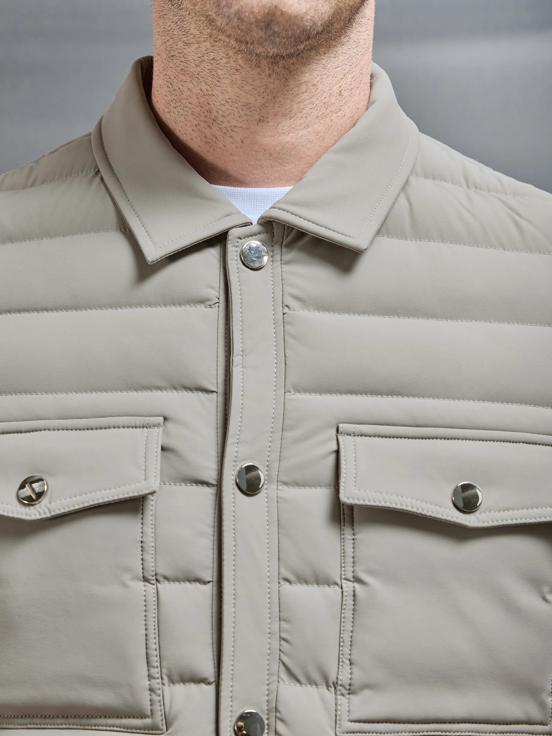 Hybrid Quilted Overshirt - Taupe