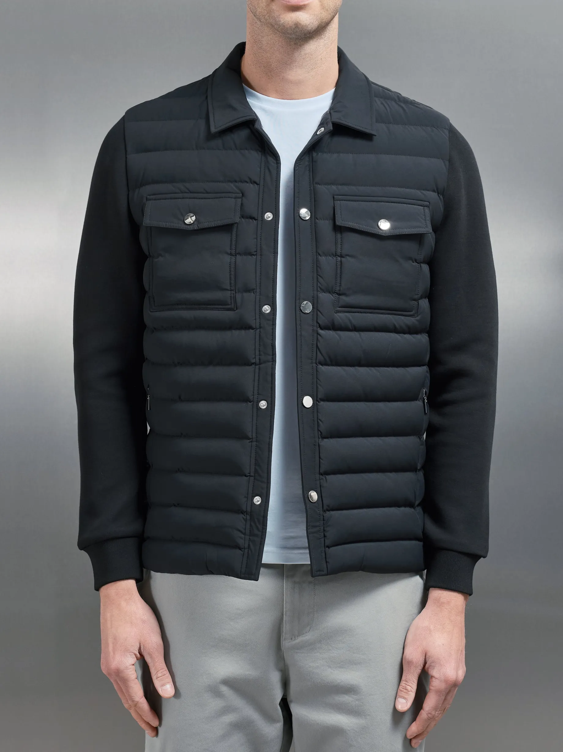 Hybrid Quilted Overshirt - Black
