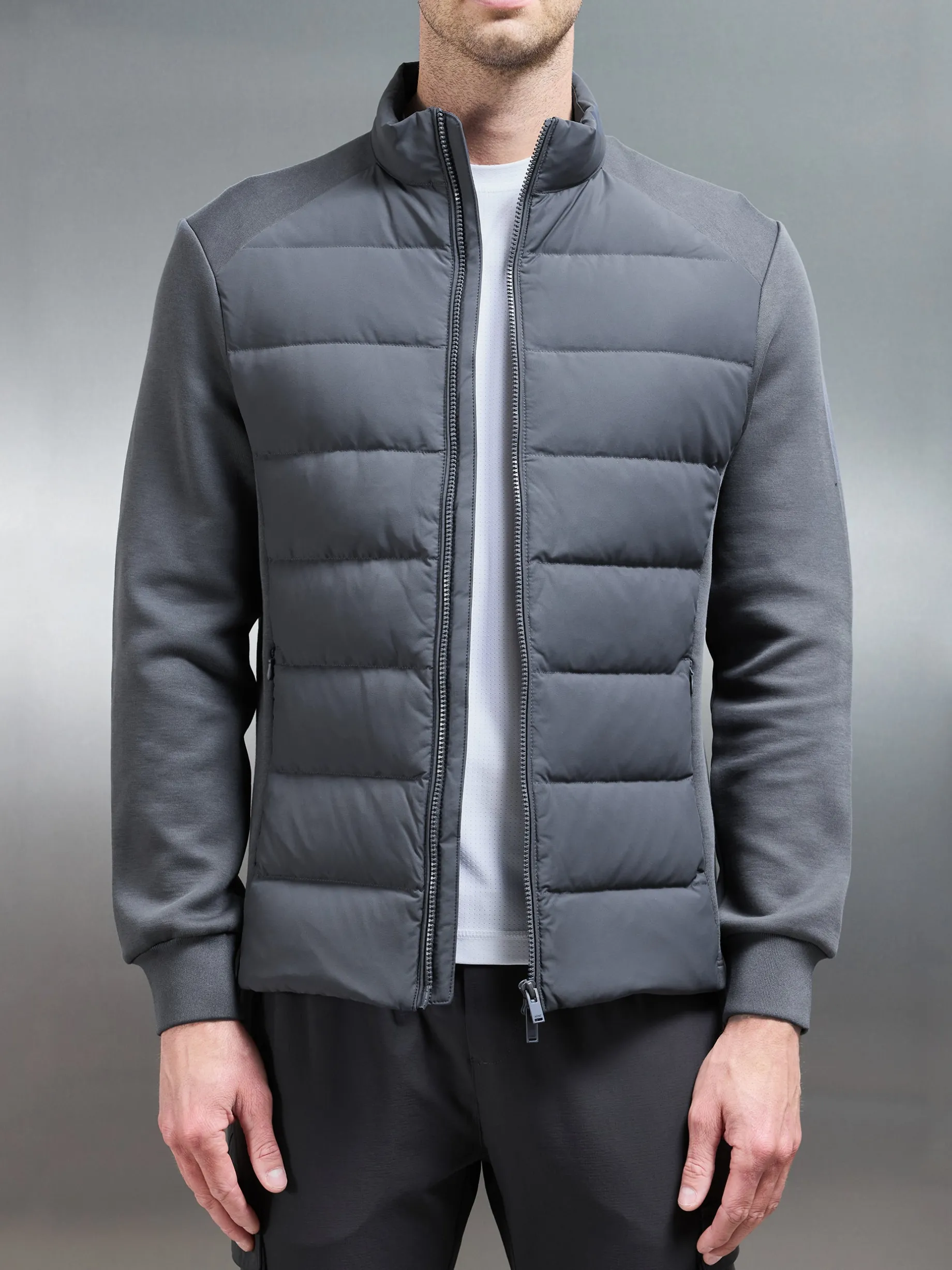Hybrid Technical Puffer Jacket - Grey
