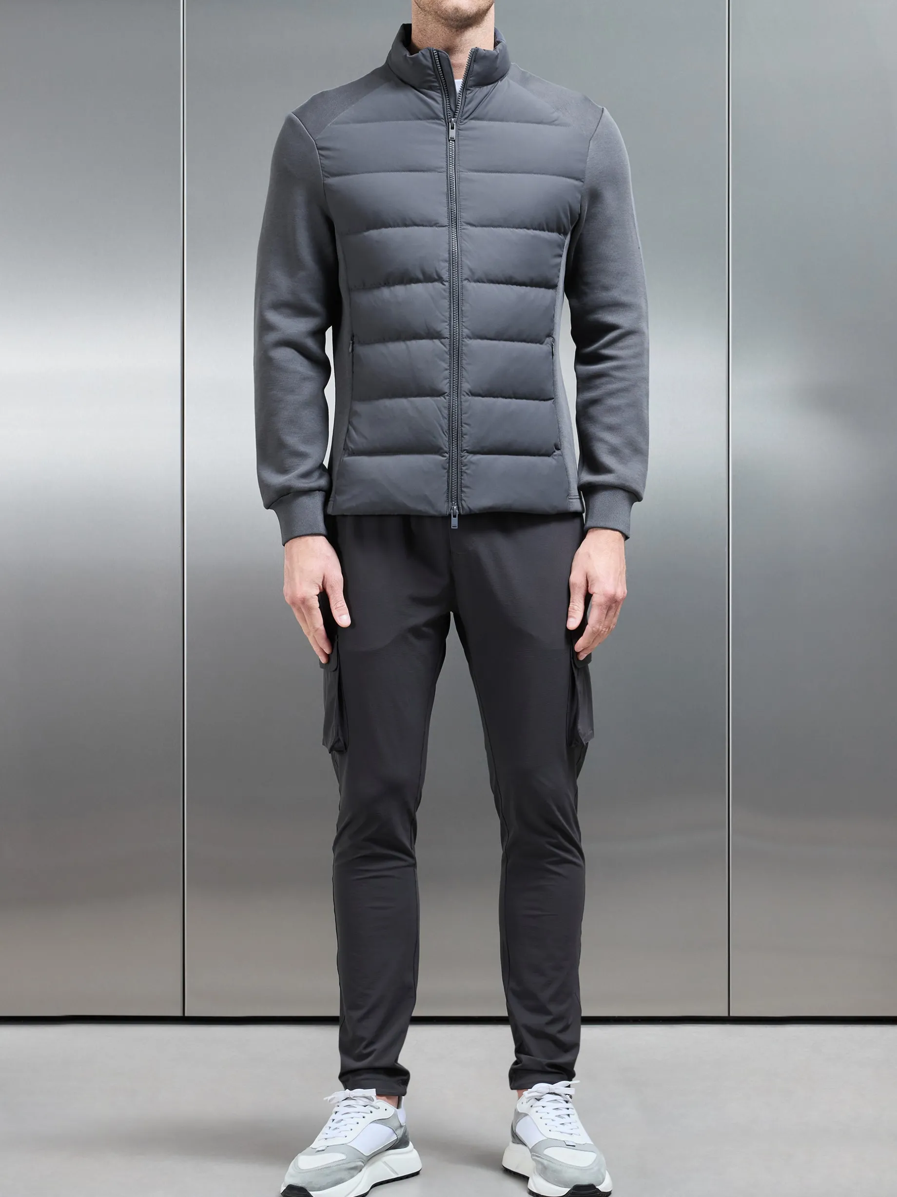 Hybrid Technical Puffer Jacket - Grey