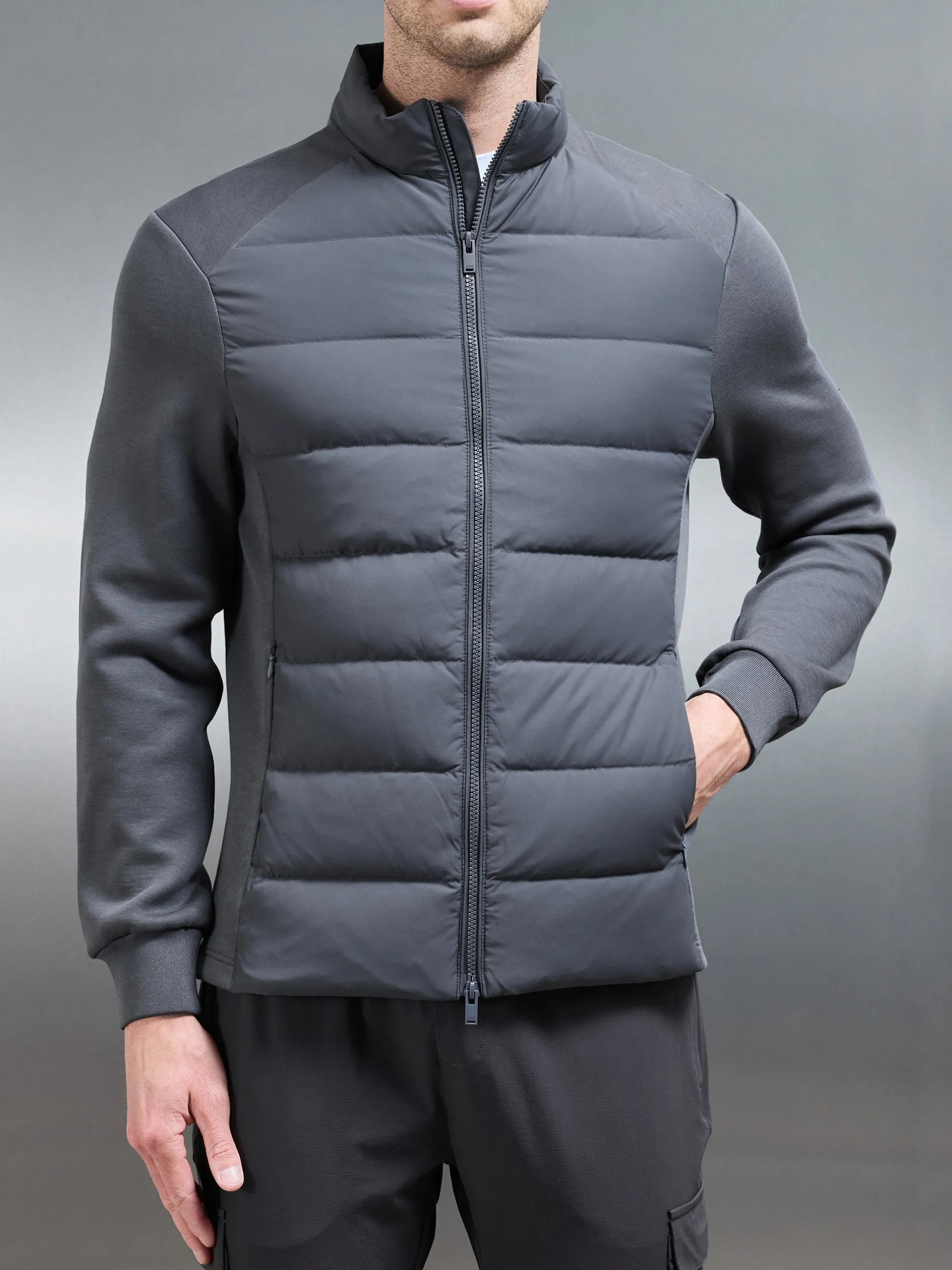 Hybrid Technical Puffer Jacket - Grey