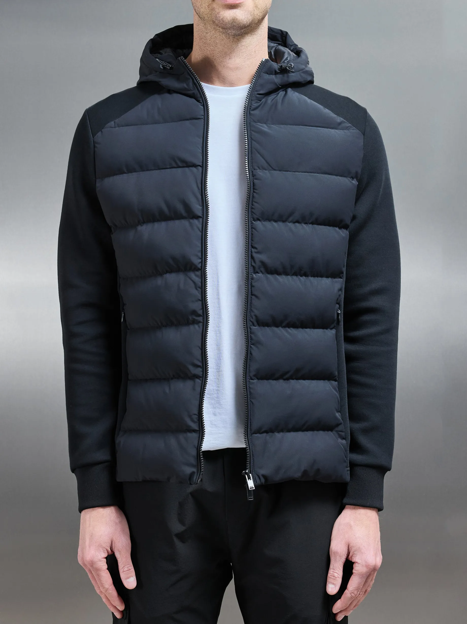 Hybrid Technical Puffer Windbreaker - Black