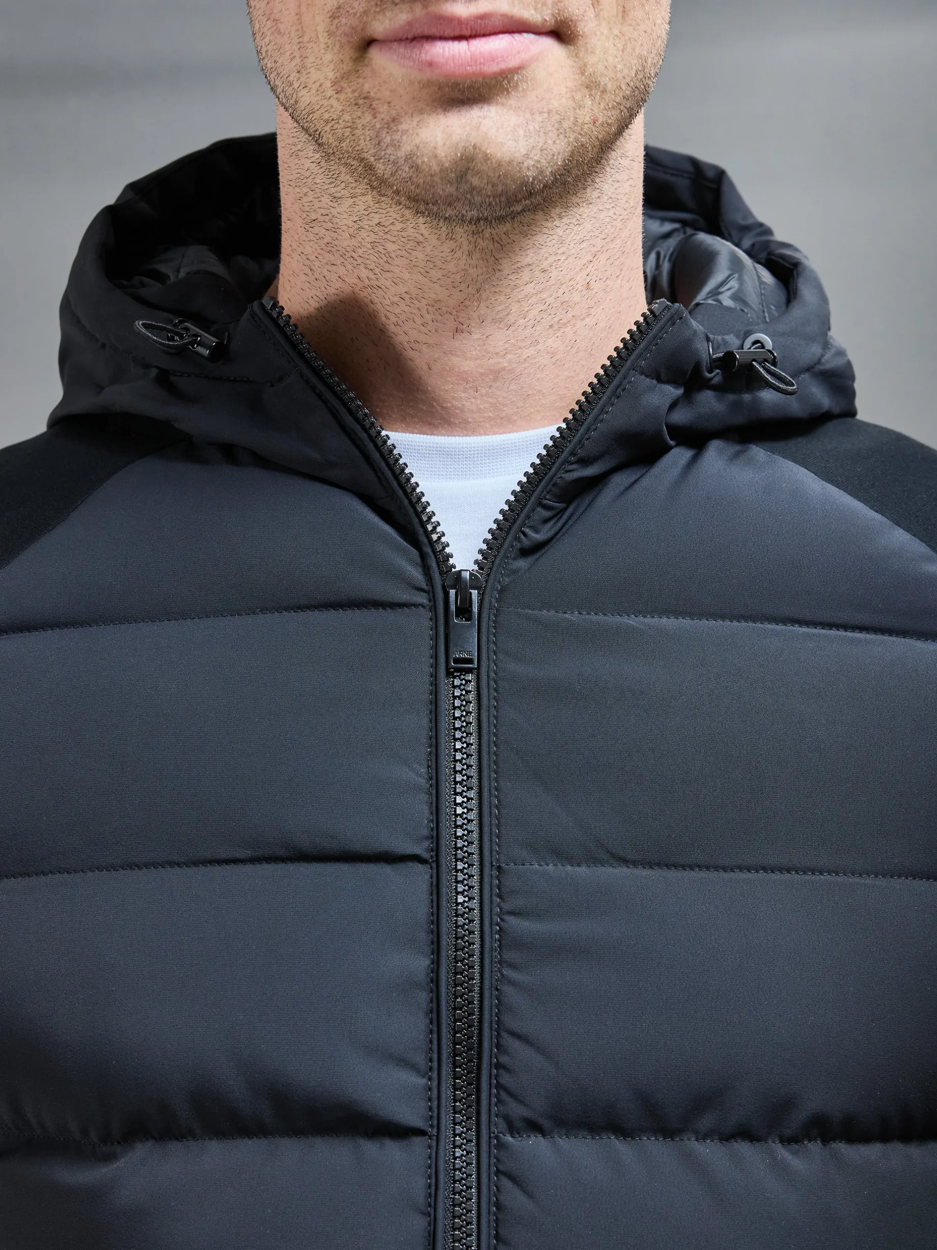 Hybrid Technical Puffer Windbreaker - Black