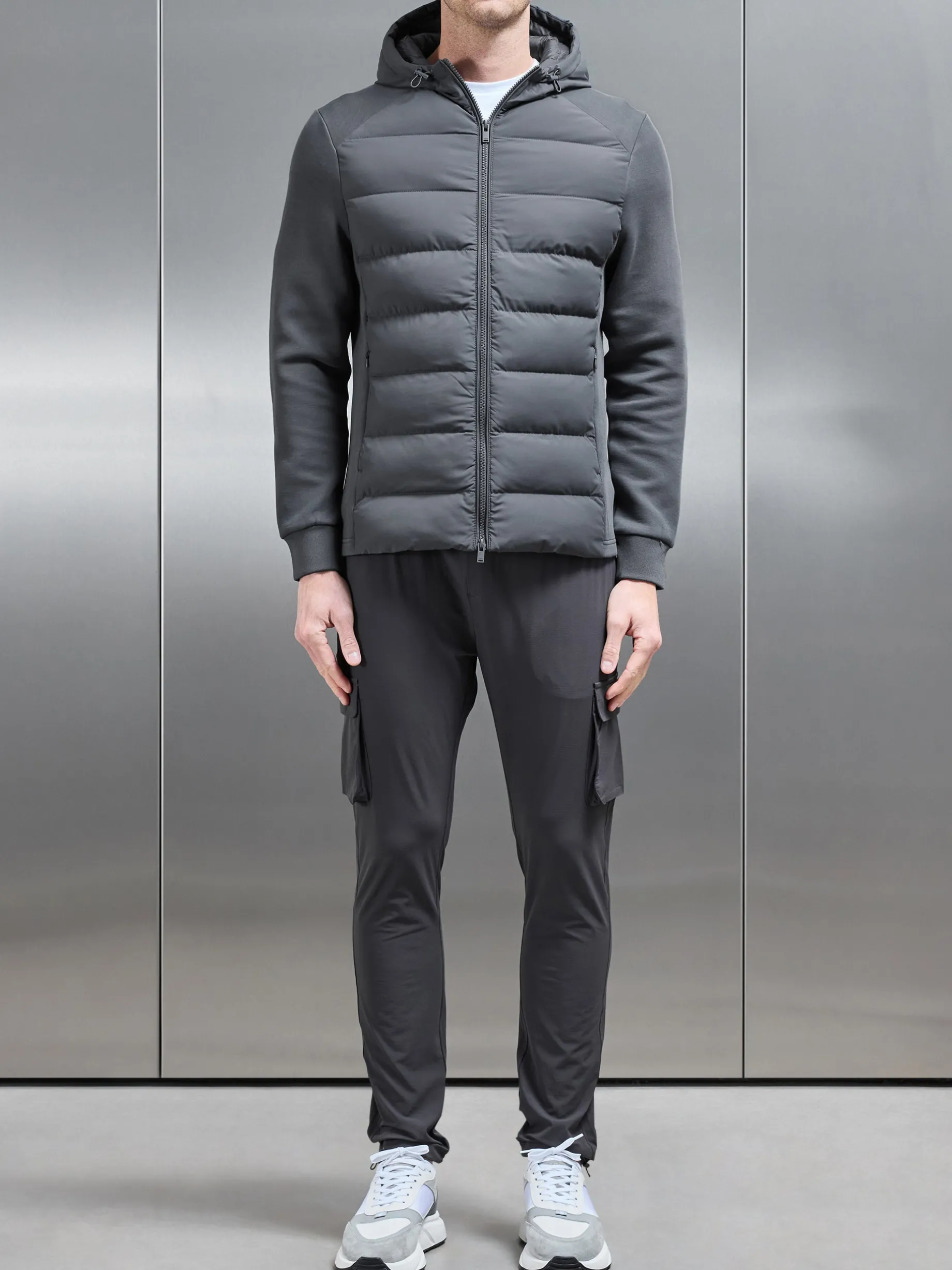 Hybrid Technical Puffer Windbreaker - Grey