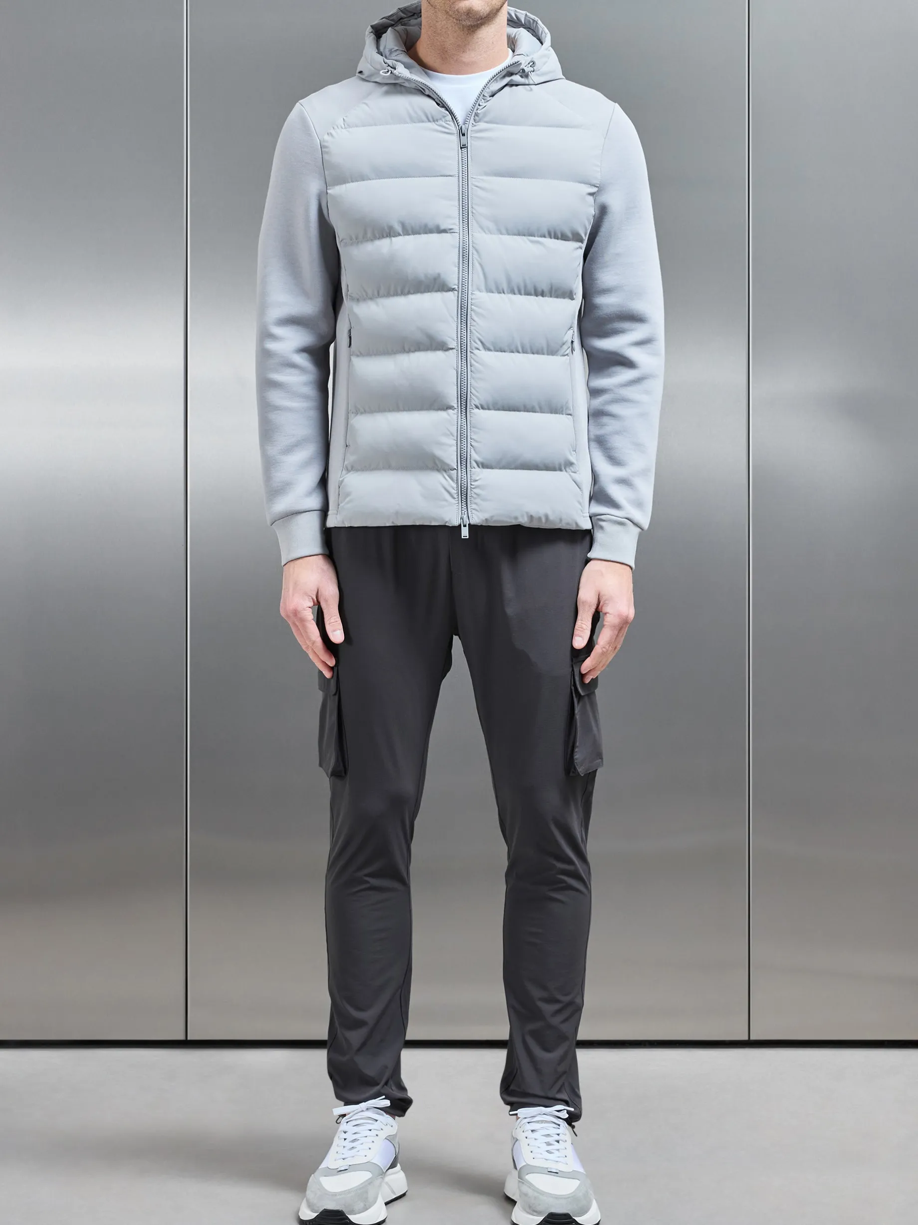 Hybrid Technical Puffer Windbreaker - Mid Grey