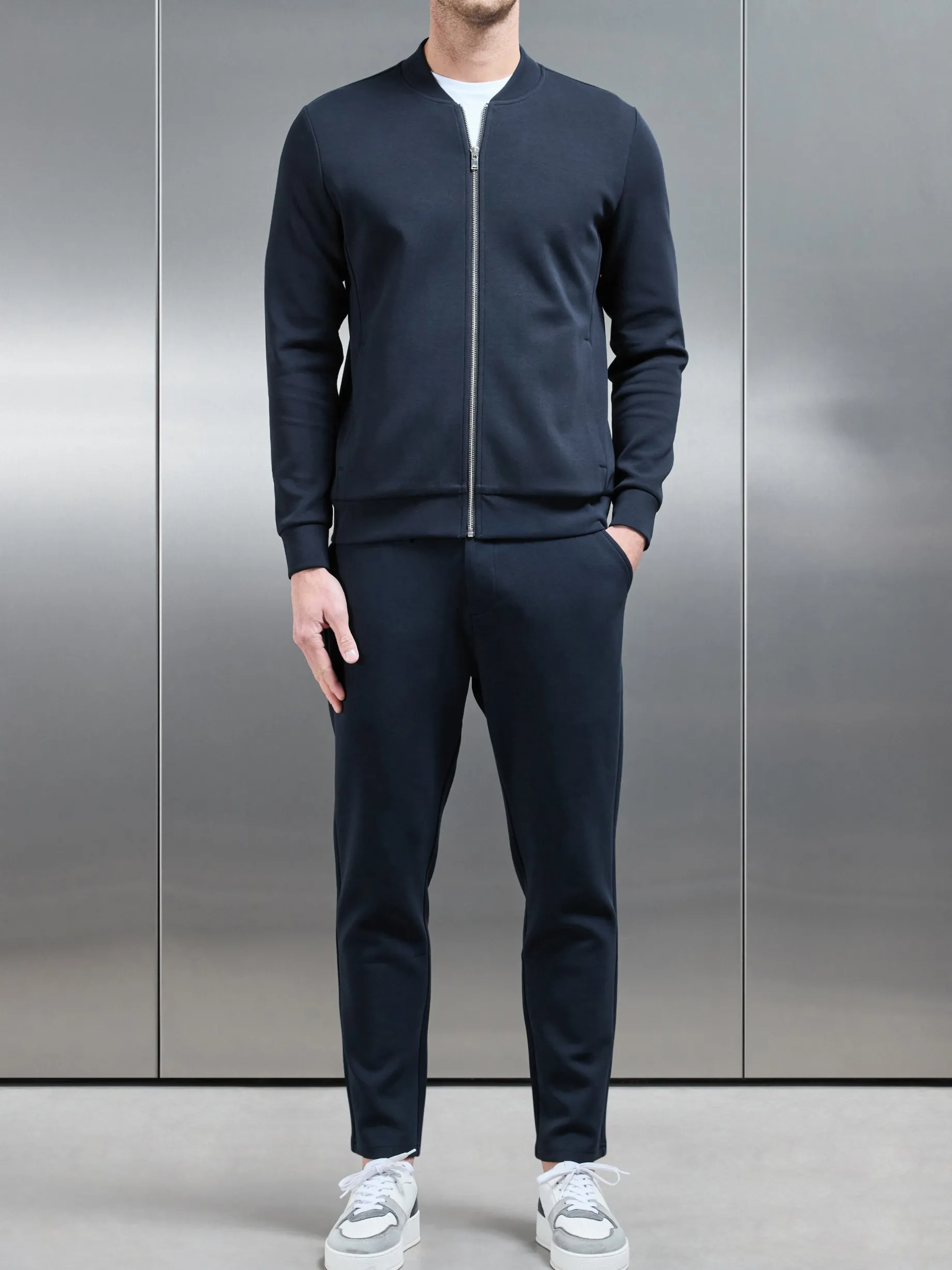 Interlock Jersey Bomber Jacket - Navy