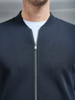 Interlock Jersey Bomber Jacket - Navy