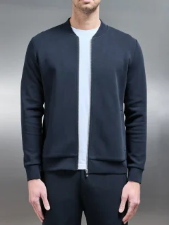 Interlock Jersey Bomber Jacket - Navy