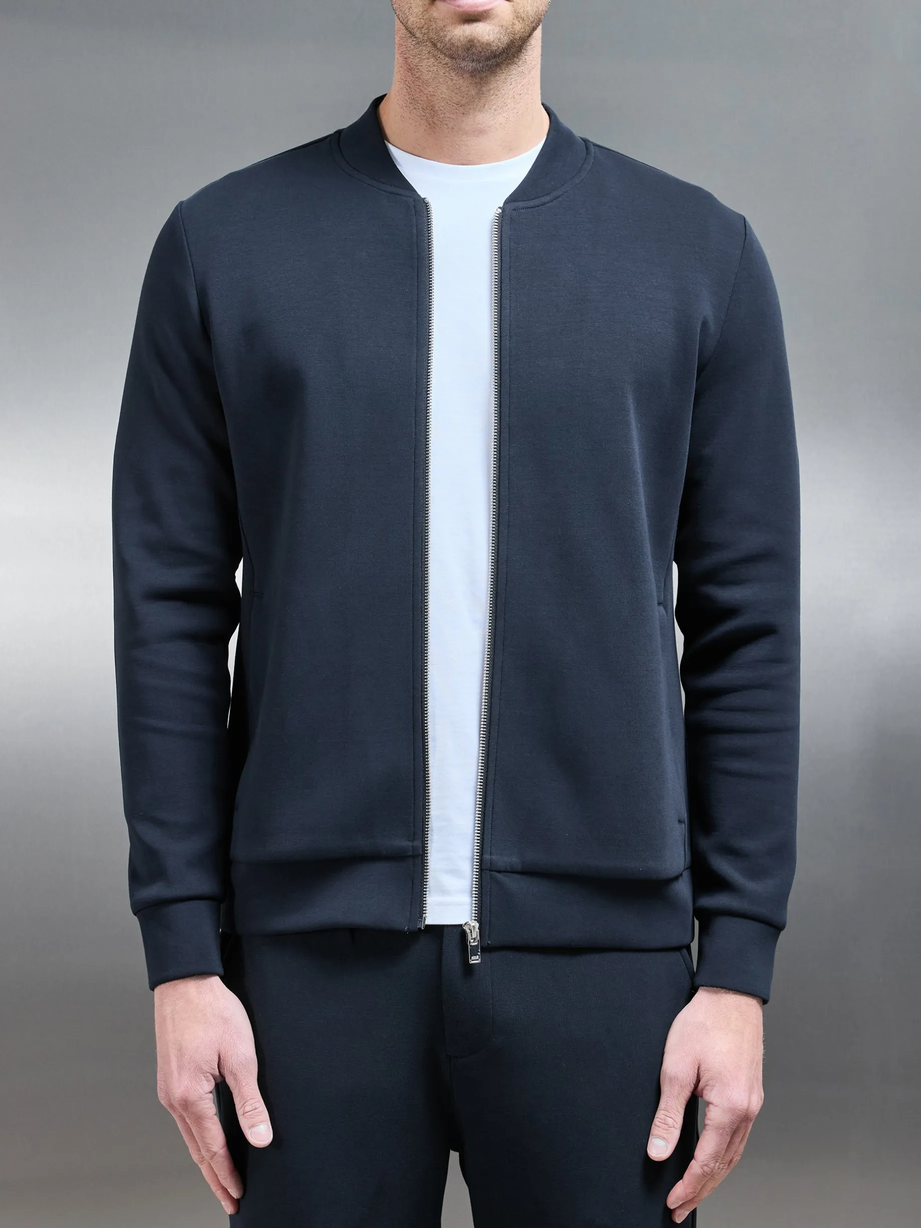 Interlock Jersey Bomber Jacket - Navy
