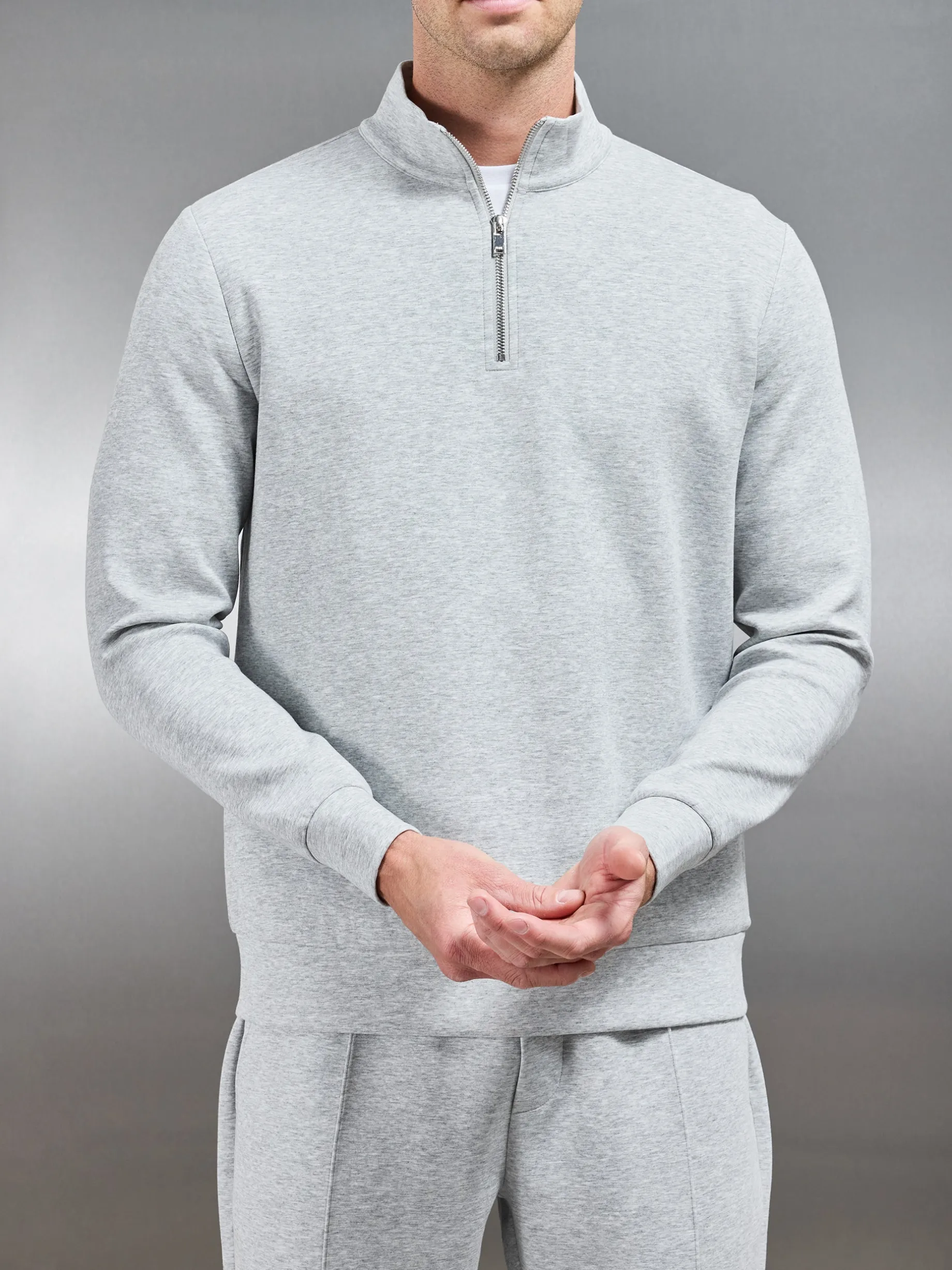 Interlock Jersey Half Zip - Marl Grey