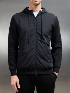 Interlock Jersey Hybrid Windbreaker - Black