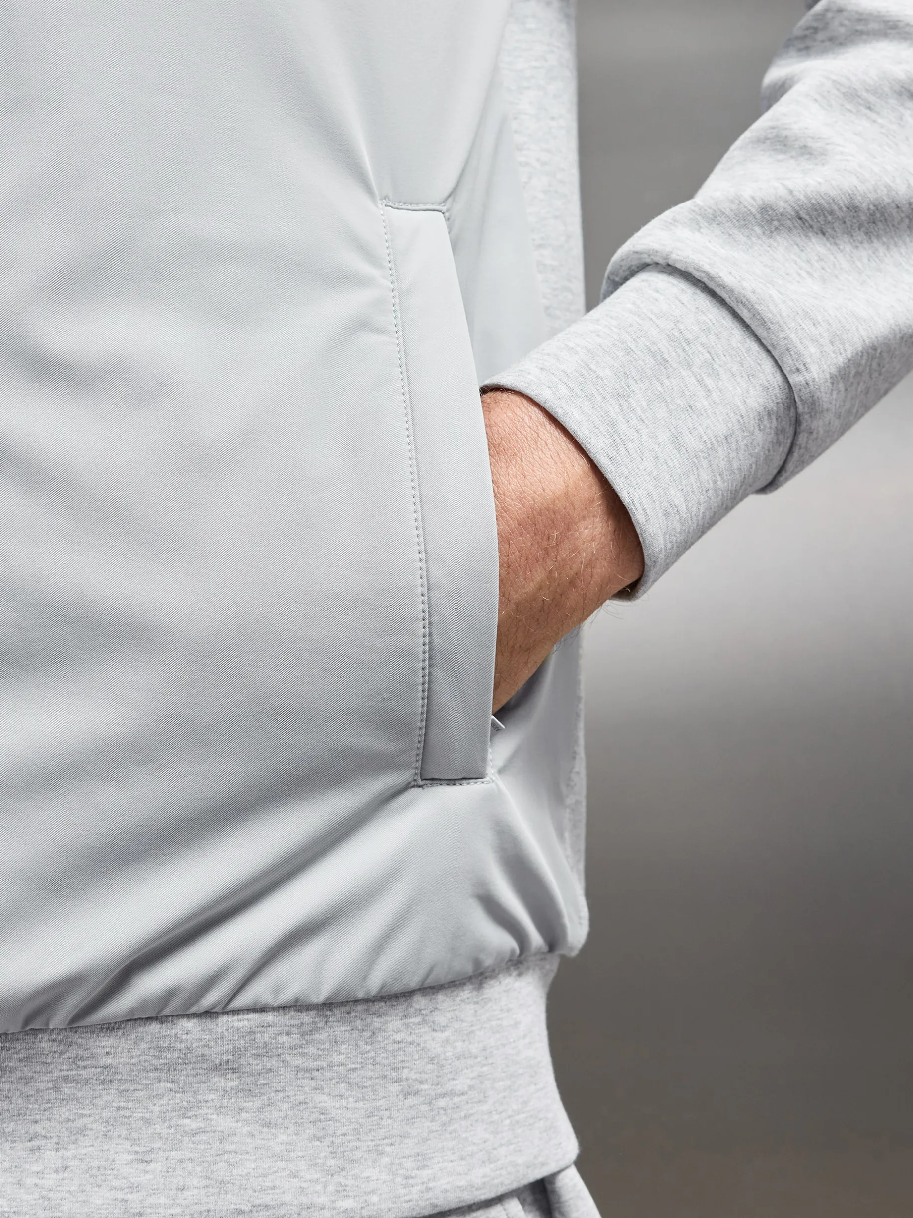 Interlock Jersey Hybrid Windbreaker - Marl Grey