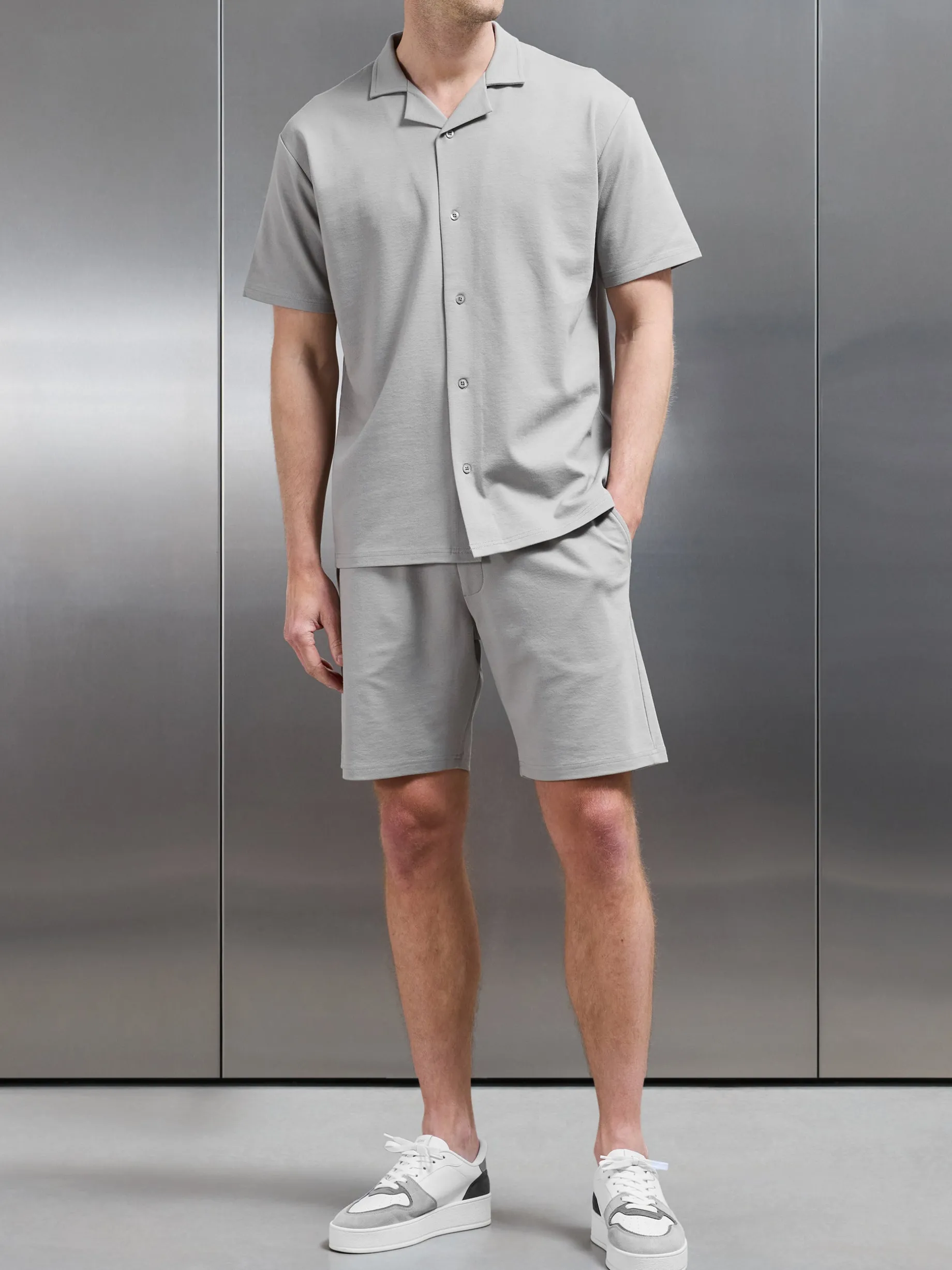Interlock Relaxed Fit Revere Collar Shirt - Stone