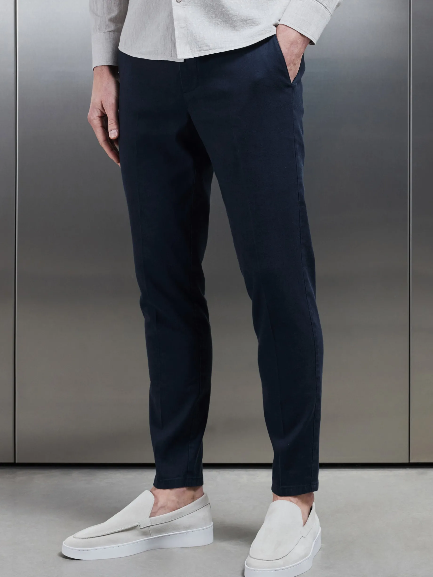 Linen Tailored Trouser - Navy