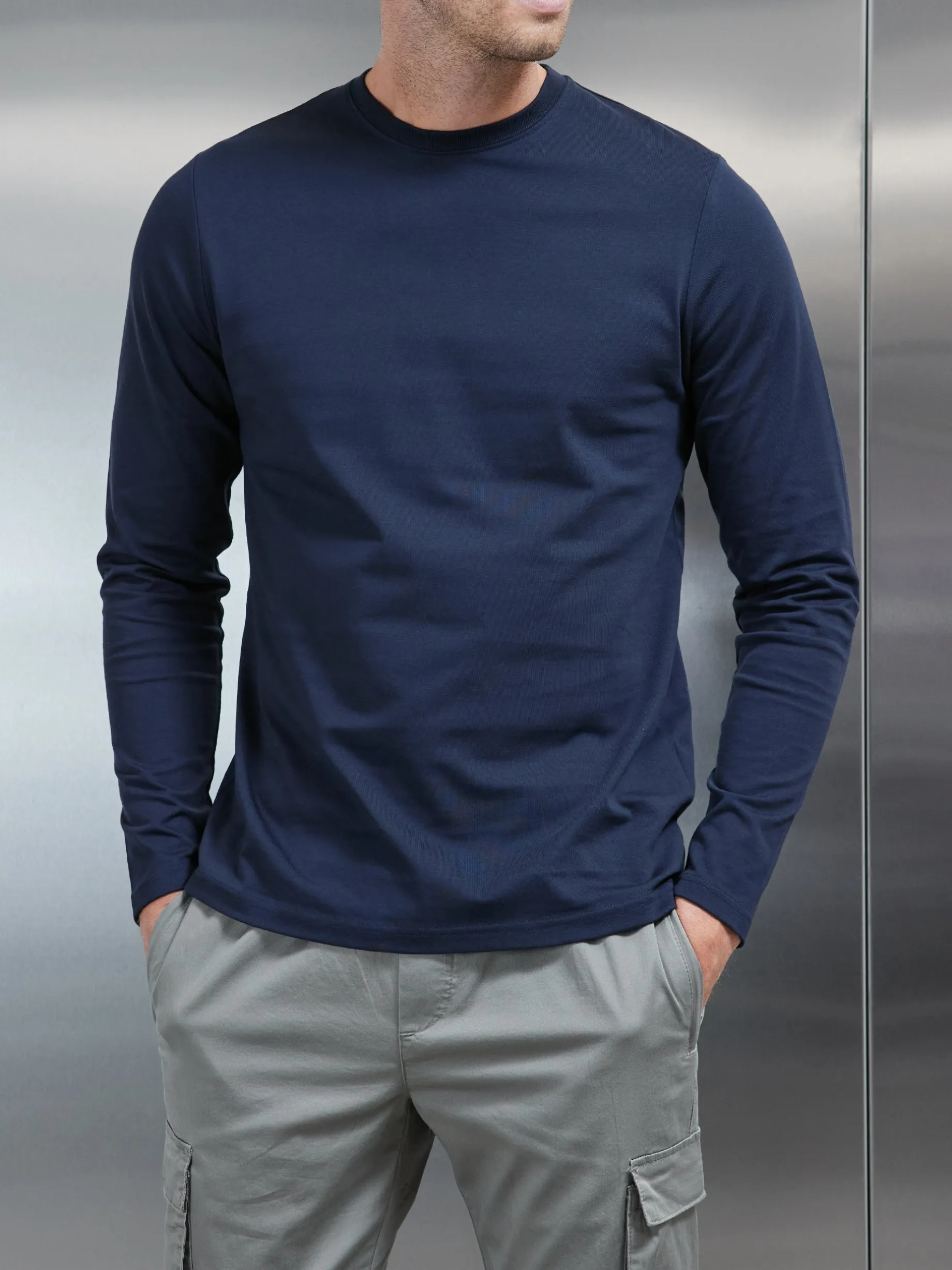 Long Sleeve Slim Fit T-Shirt - Navy