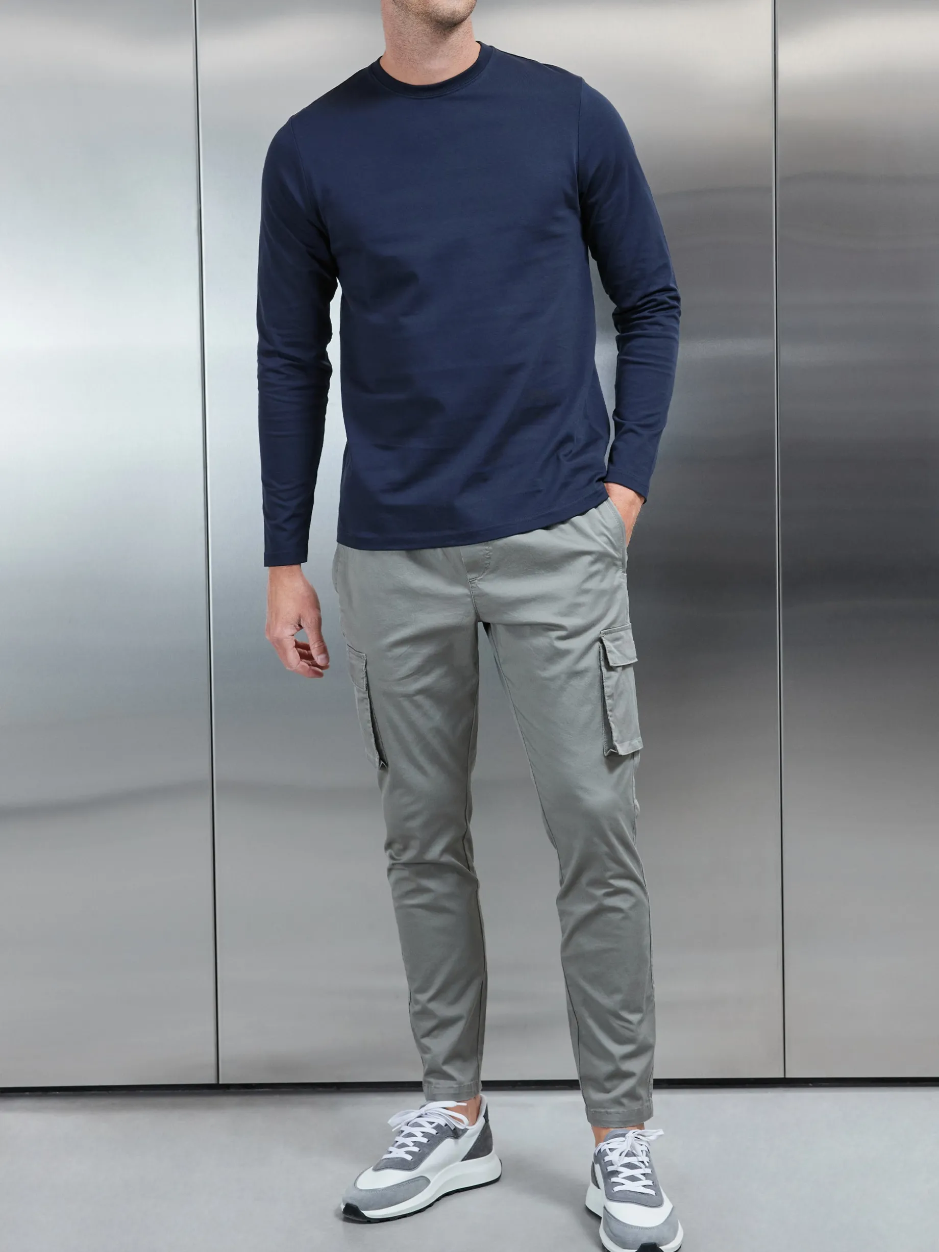 Long Sleeve Slim Fit T-Shirt - Navy