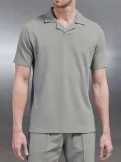 Luxe Revere Collar Polo Shirt - Stone