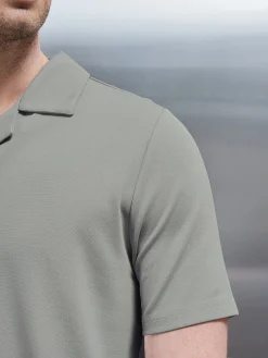 Luxe Revere Collar Polo Shirt - Stone