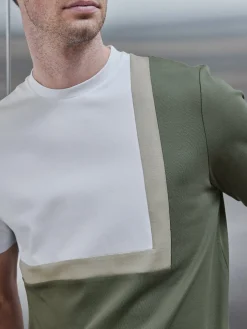 Mercerised Interlock Colour Block T-Shirt - Sage
