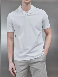 Mercerised Interlock Revere Collar Polo Shirt - White