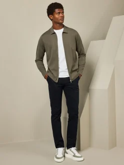 Mercerised Pique Zip Through Jacket - Sage