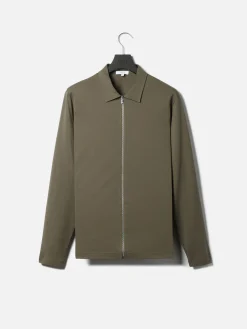 Mercerised Pique Zip Through Jacket - Sage