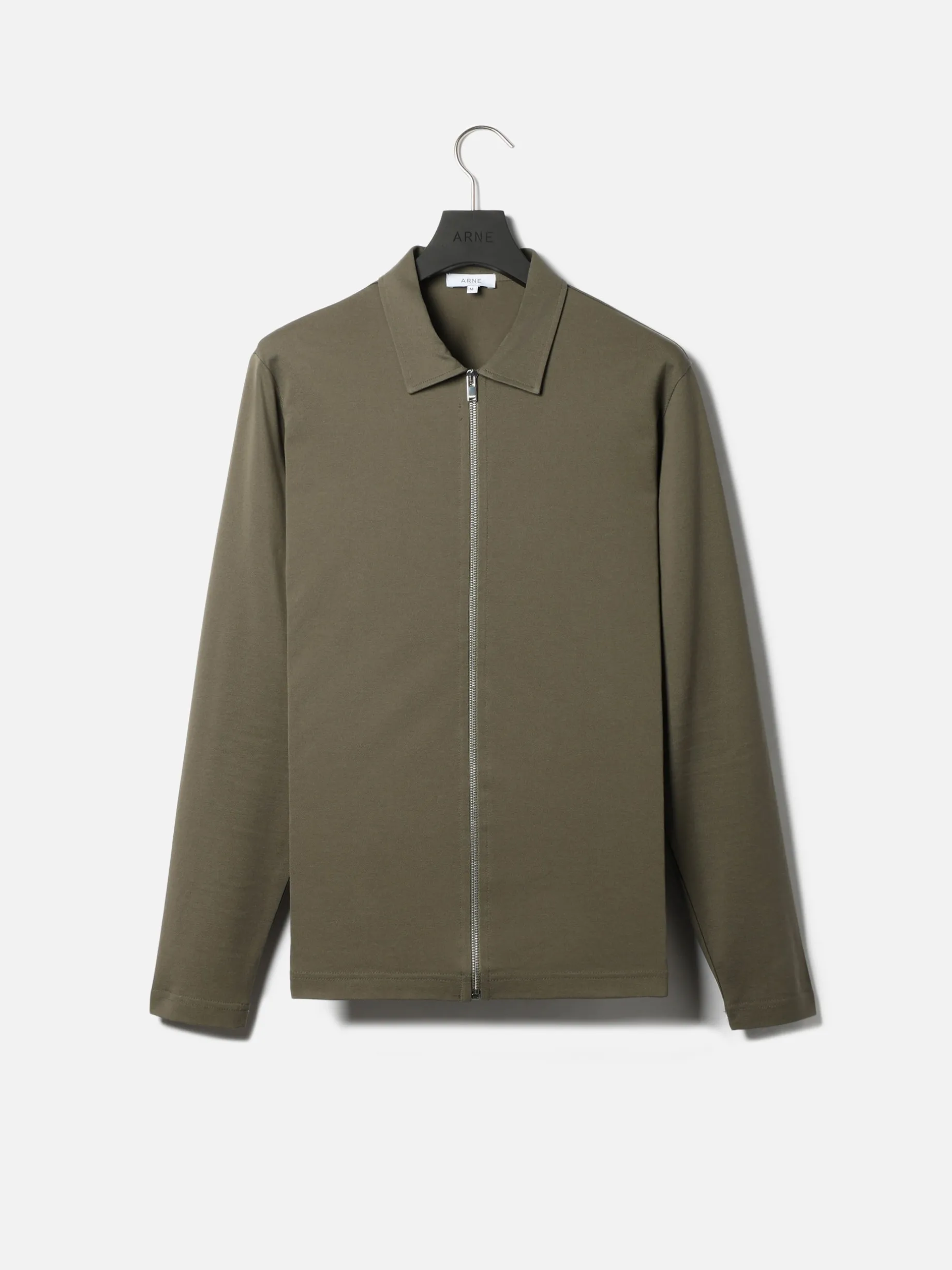 Mercerised Pique Zip Through Jacket - Sage