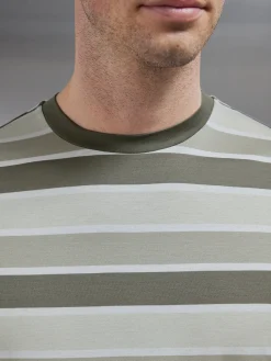 Mercerised Striped T-Shirt - Sage