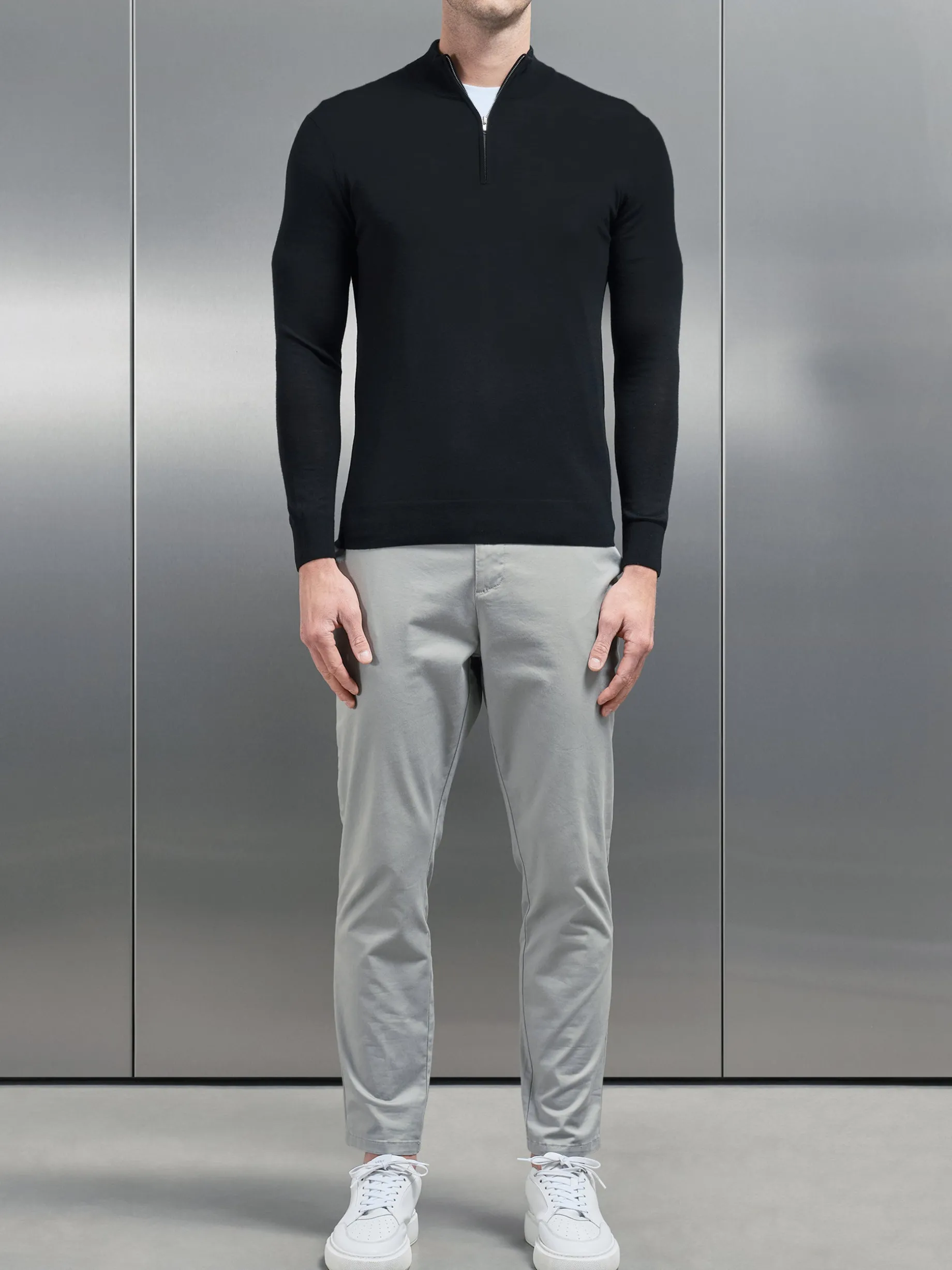 Merino Wool Funnel Neck - Black