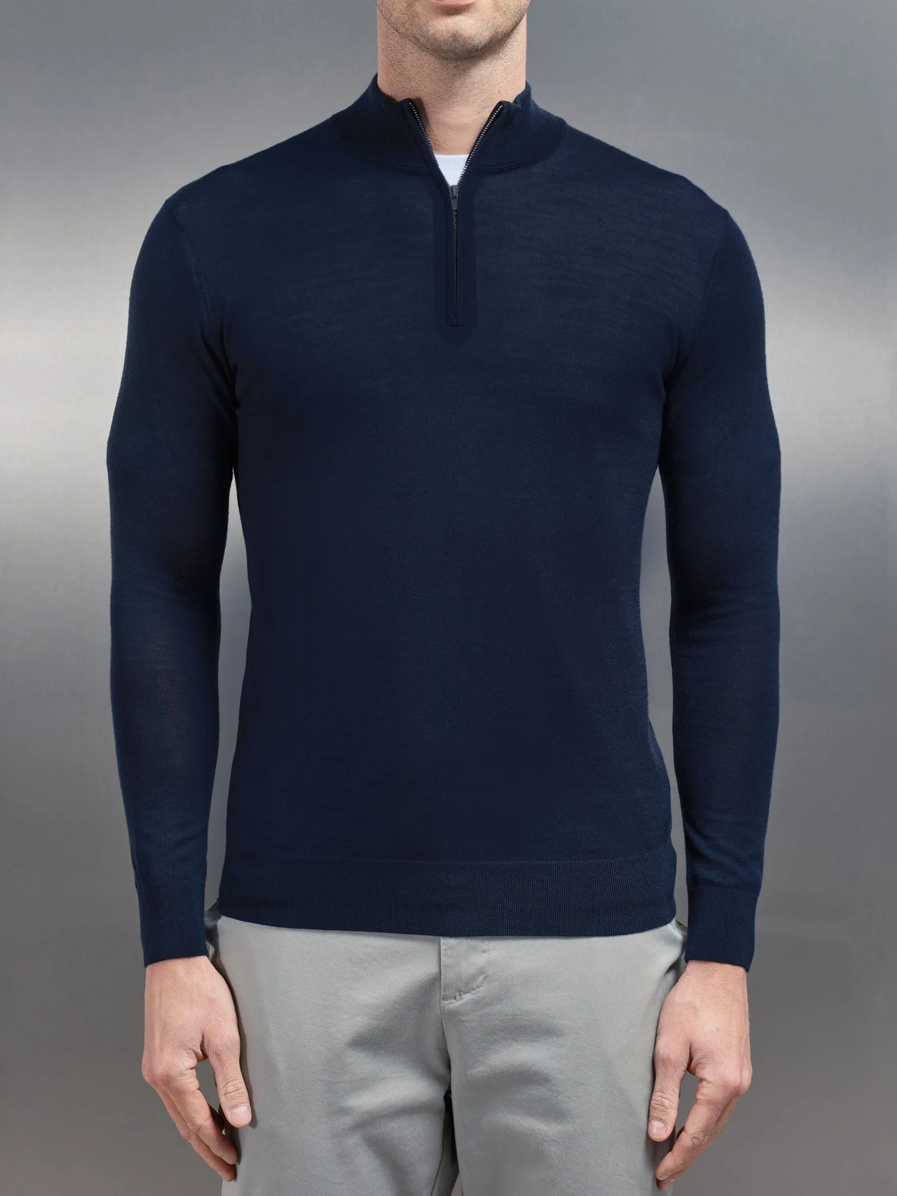 Merino Wool Funnel Neck - Navy