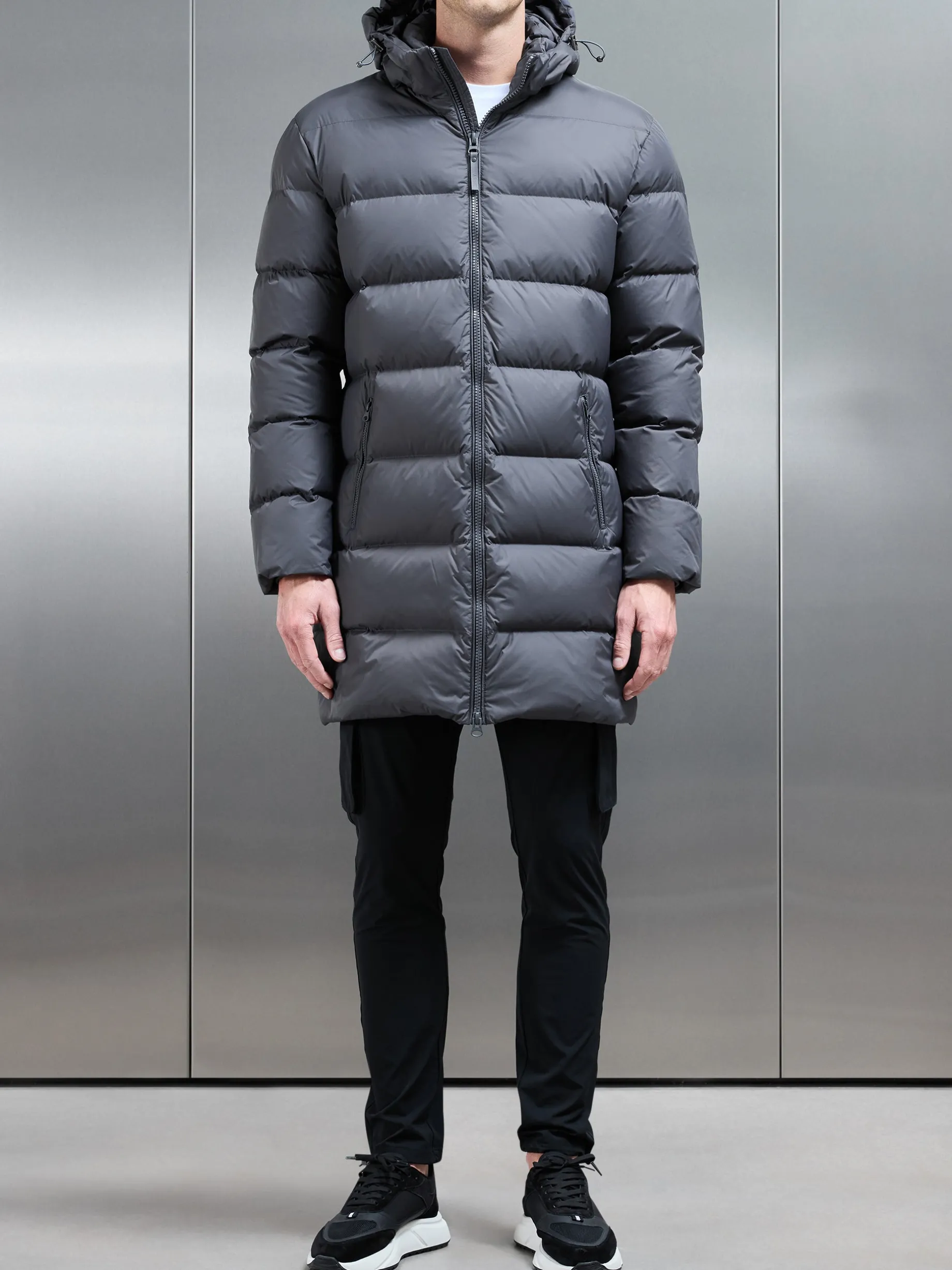 Mid Length Down Jacket - Grey
