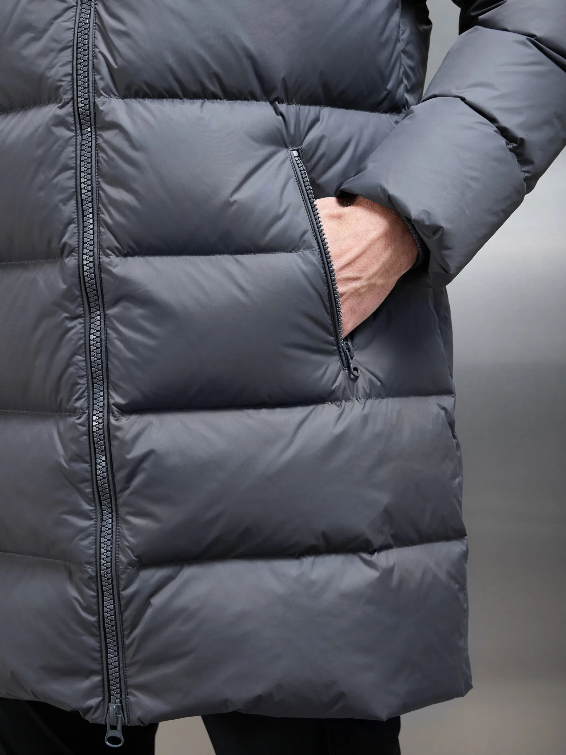 Mid Length Down Jacket - Grey