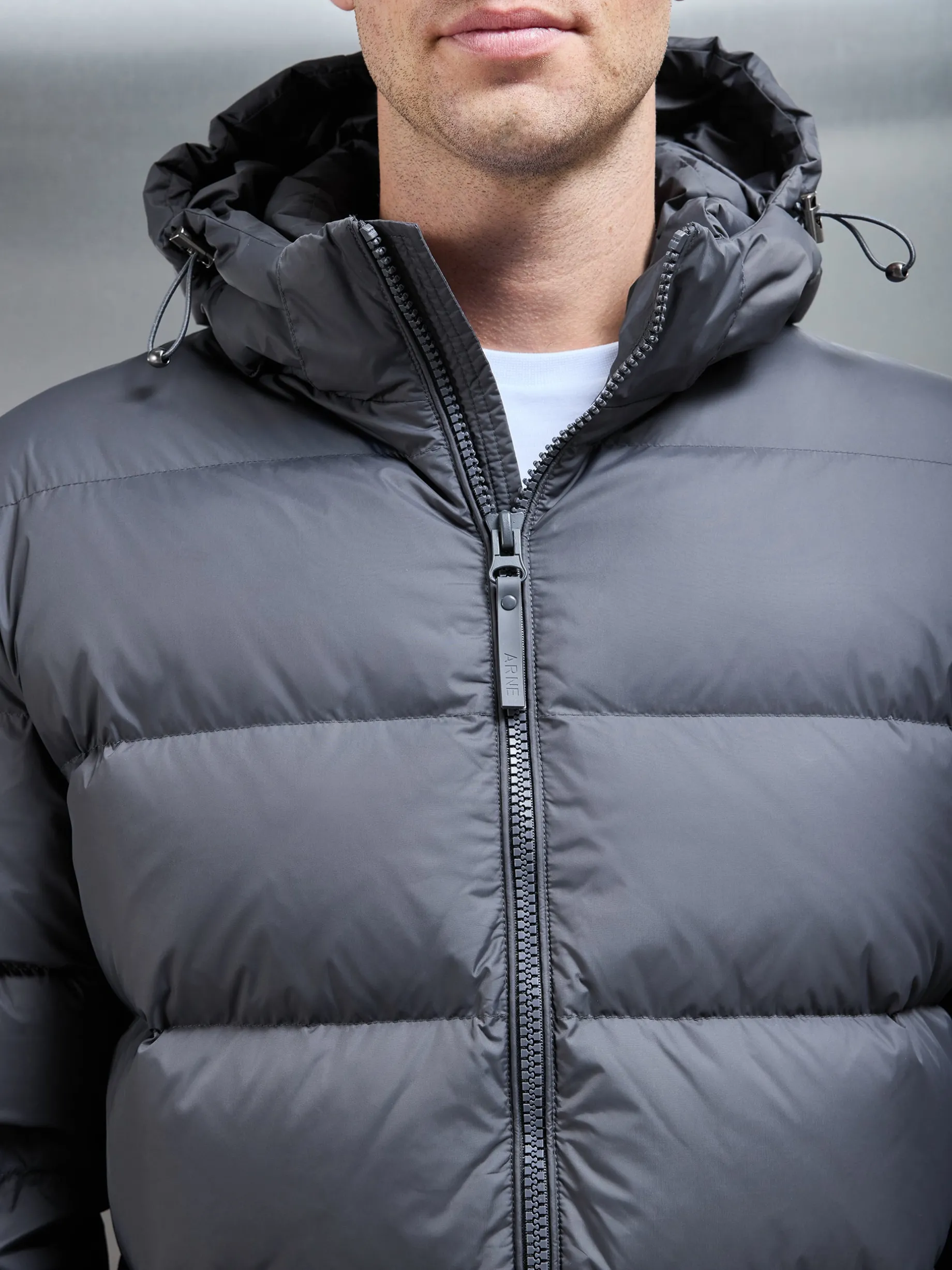 Mid Length Down Jacket - Grey