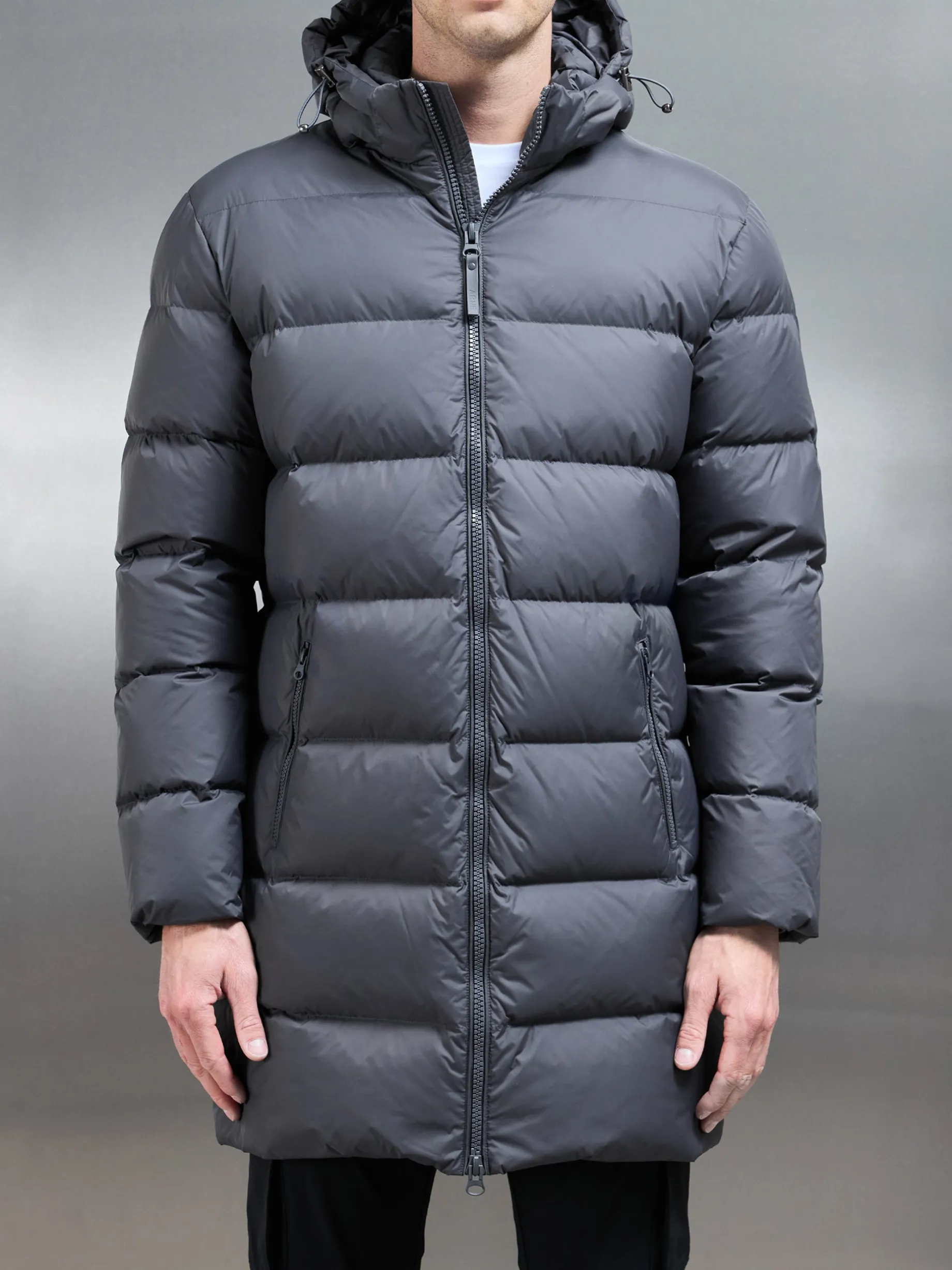 Mid Length Down Jacket - Grey