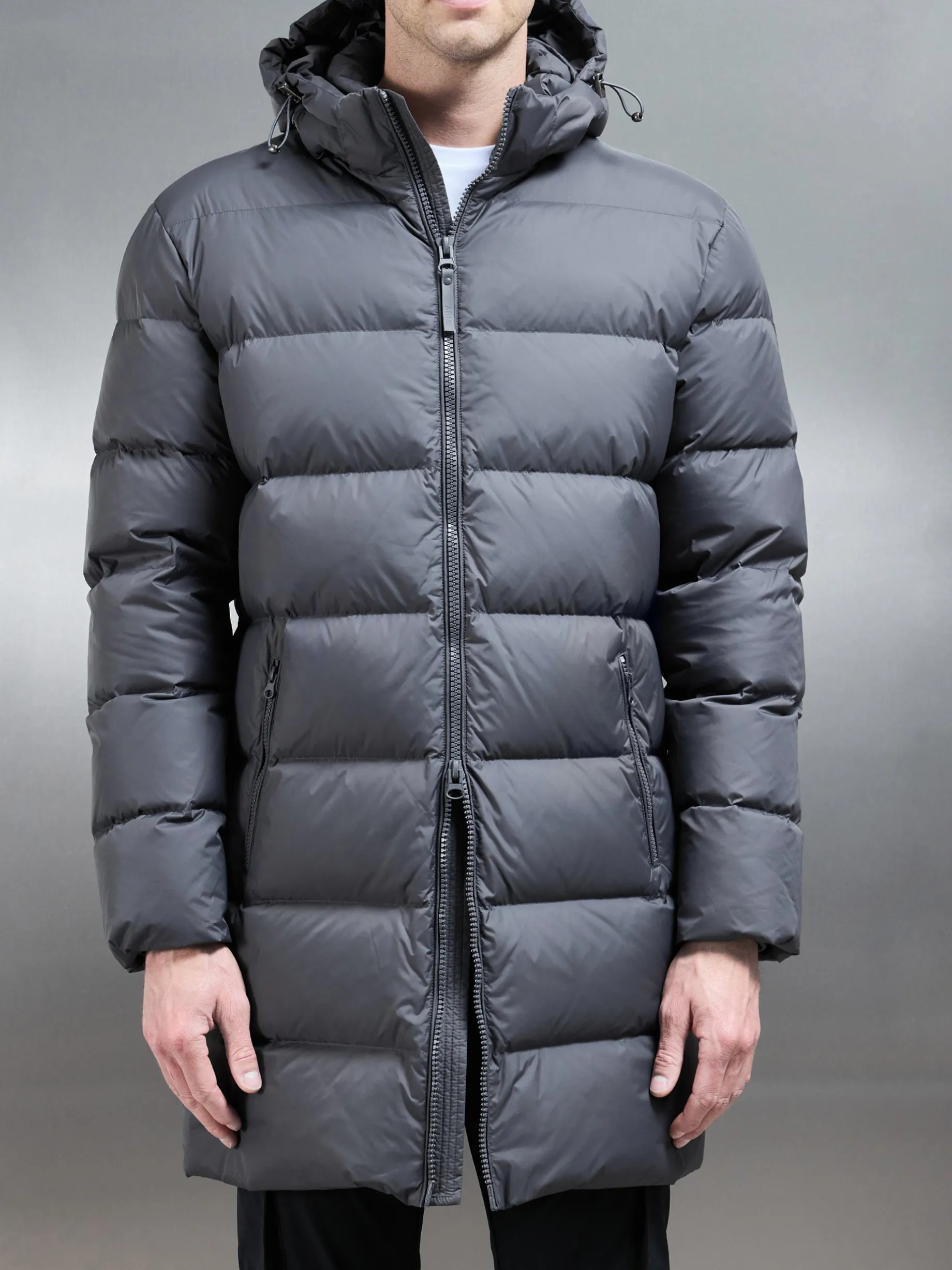 Mid Length Down Jacket - Grey