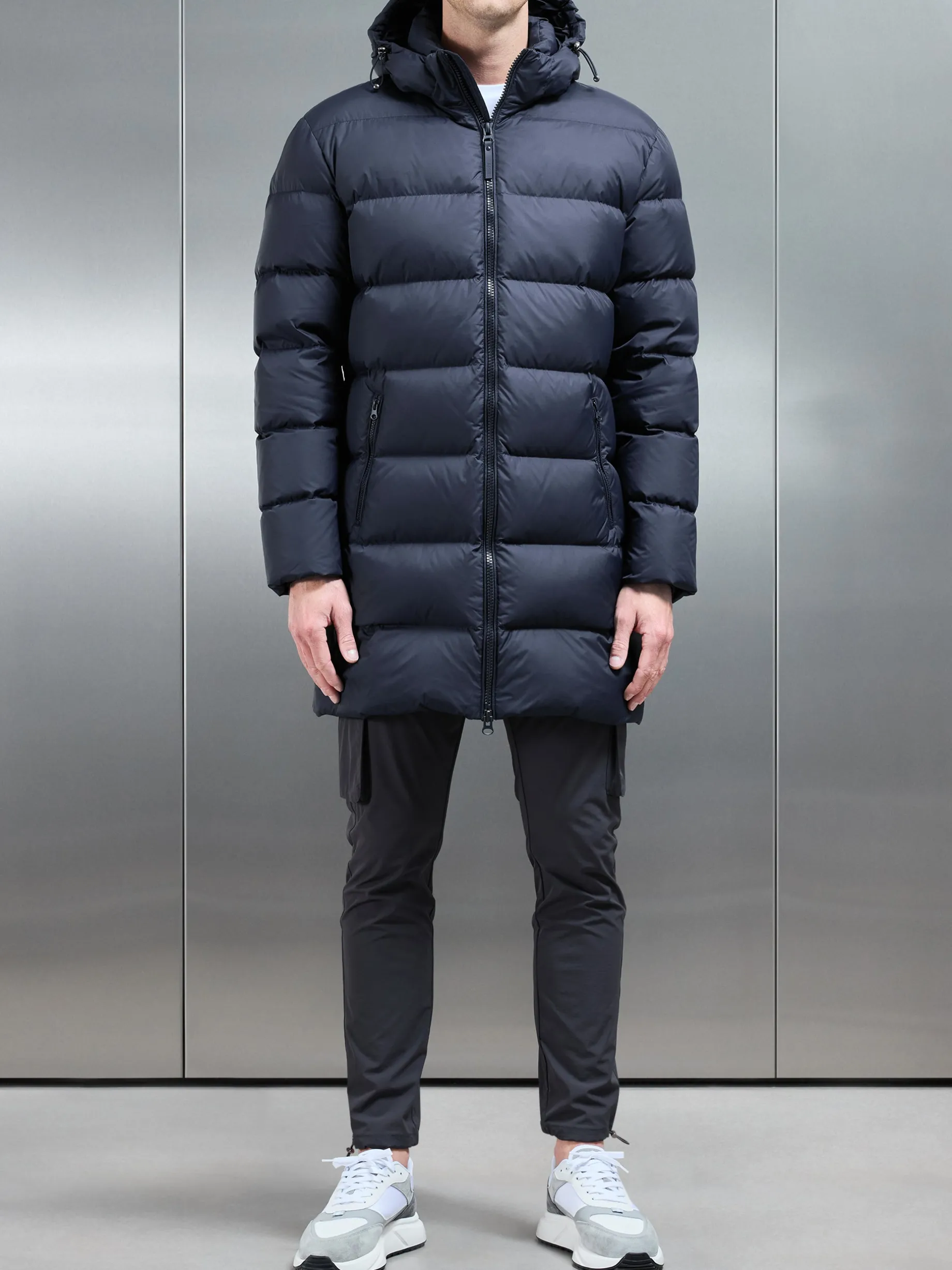 Mid Length Down Jacket - Navy
