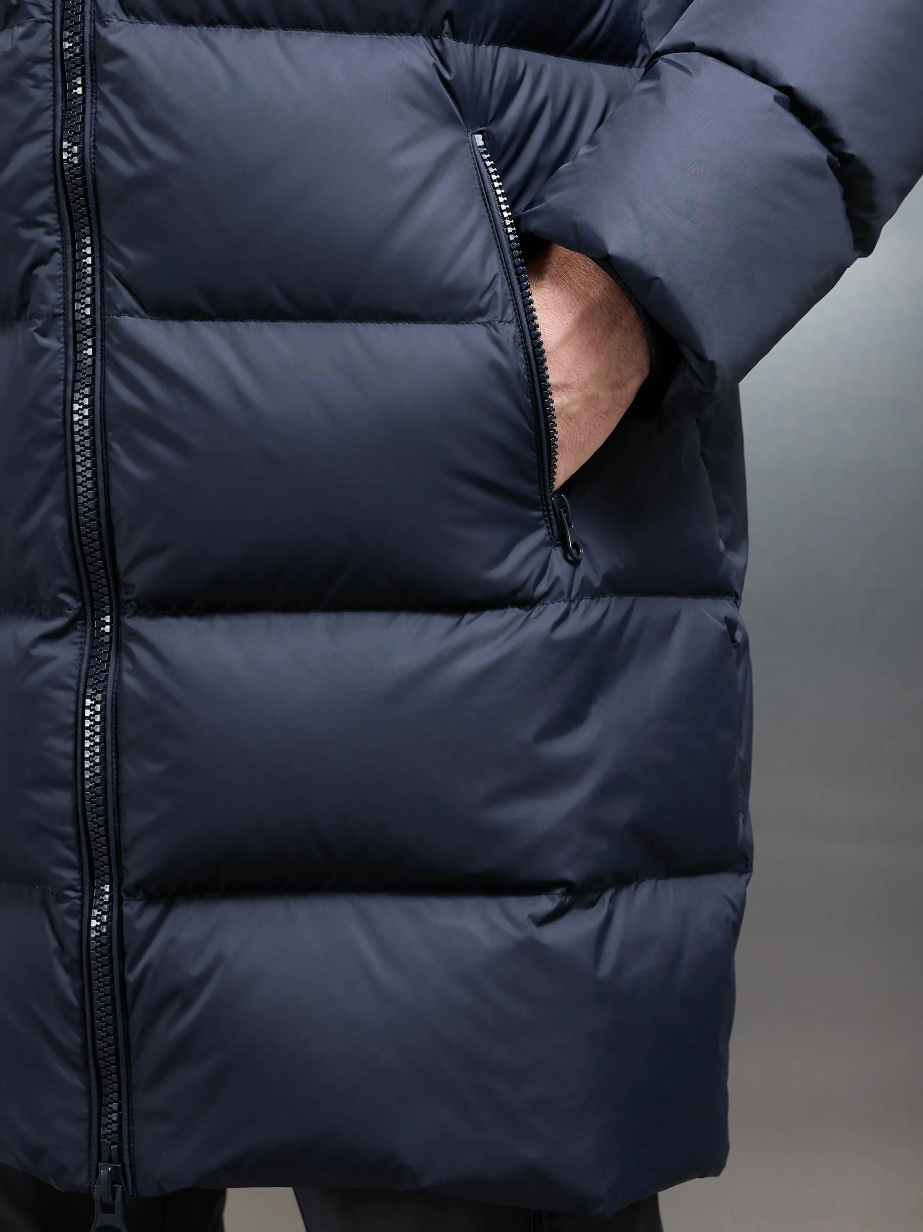 Mid Length Down Jacket - Navy
