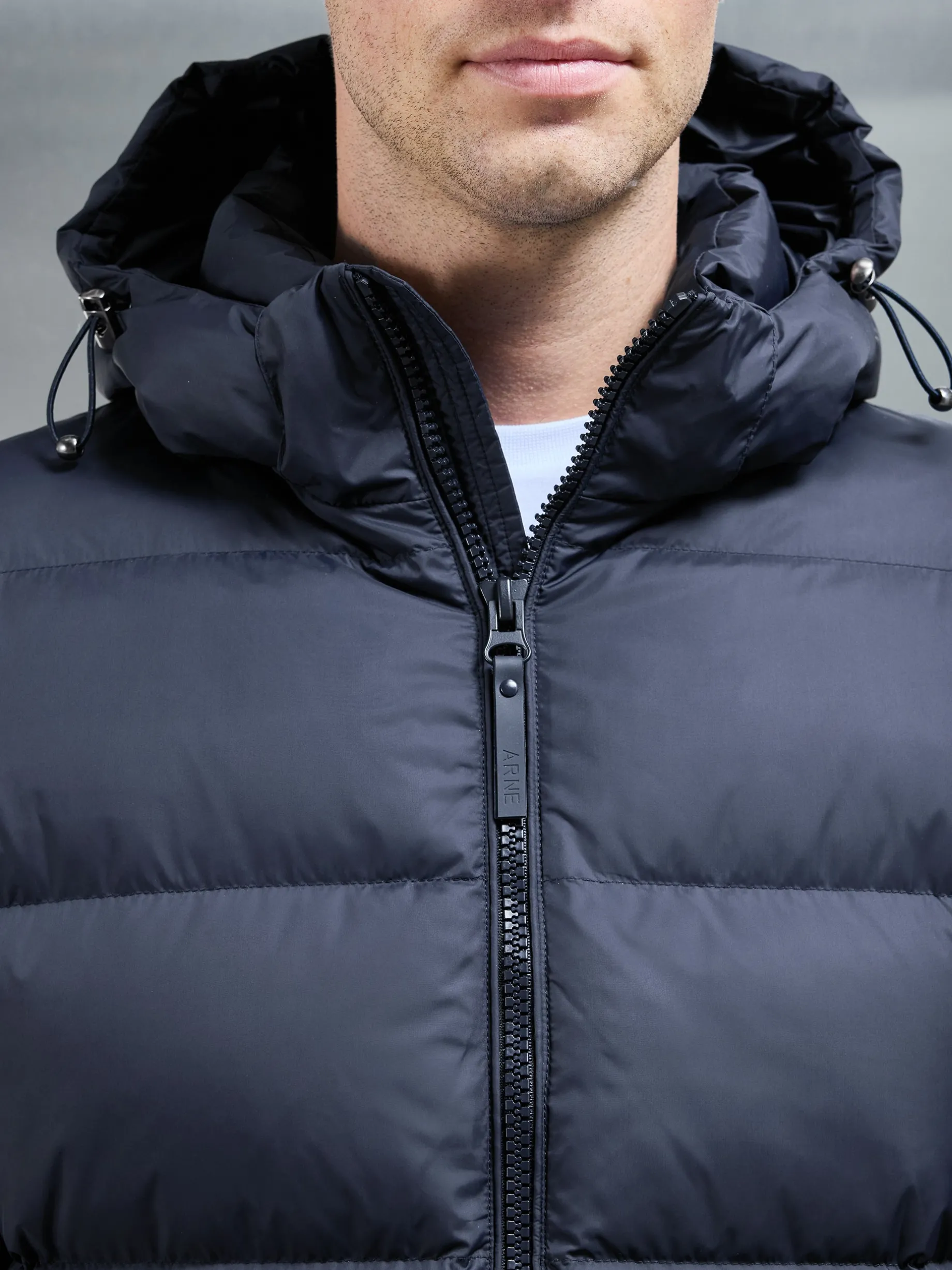 Mid Length Down Jacket - Navy