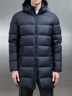 Mid Length Down Jacket - Navy